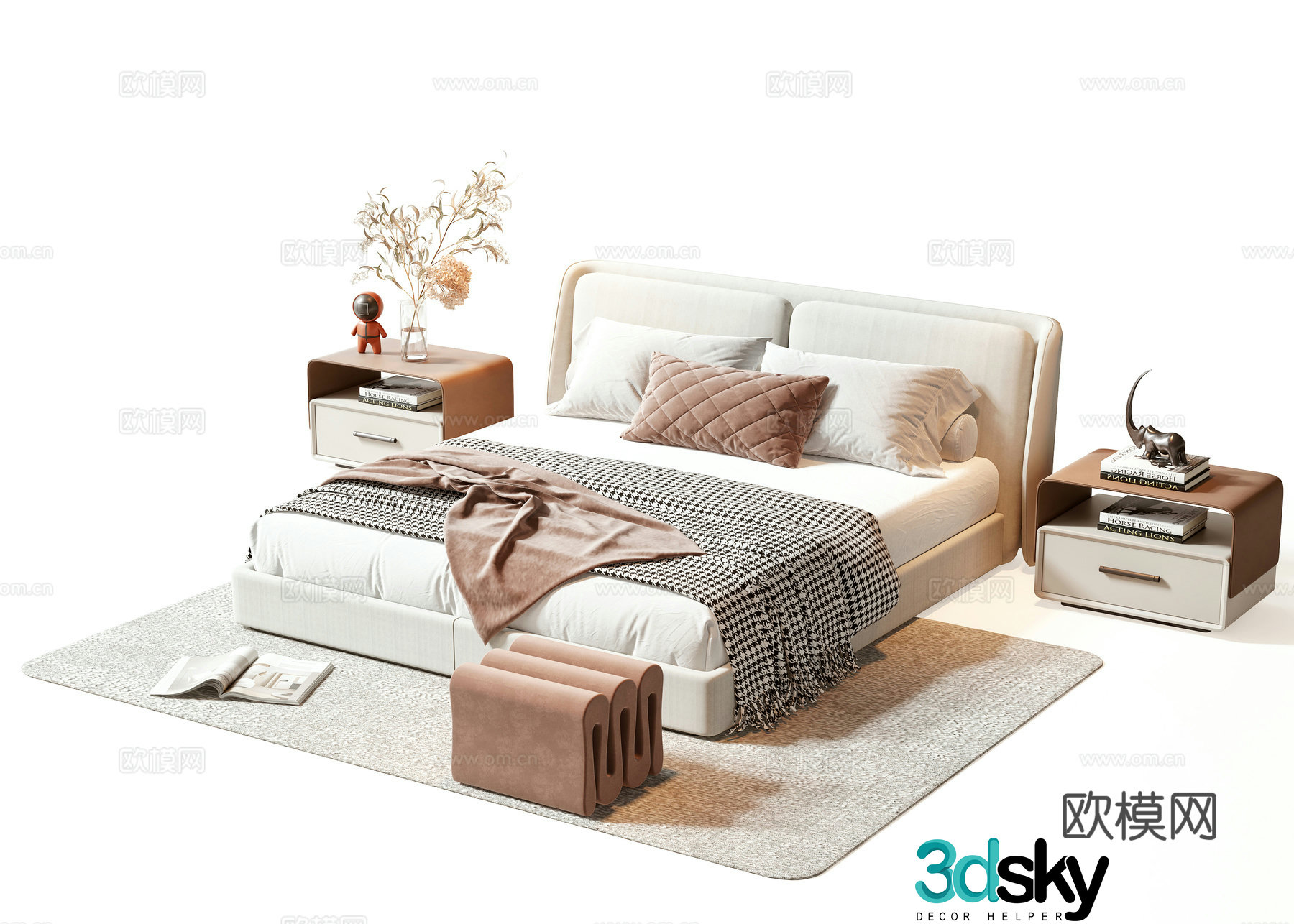 Modern double bed 3d model