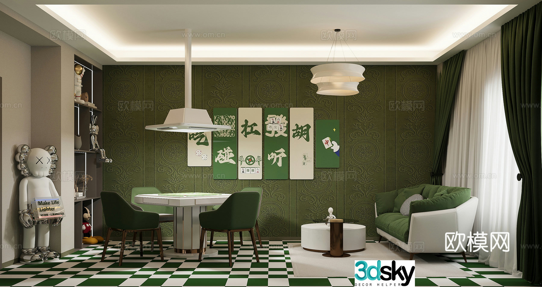 Modern chess and card room 3d model