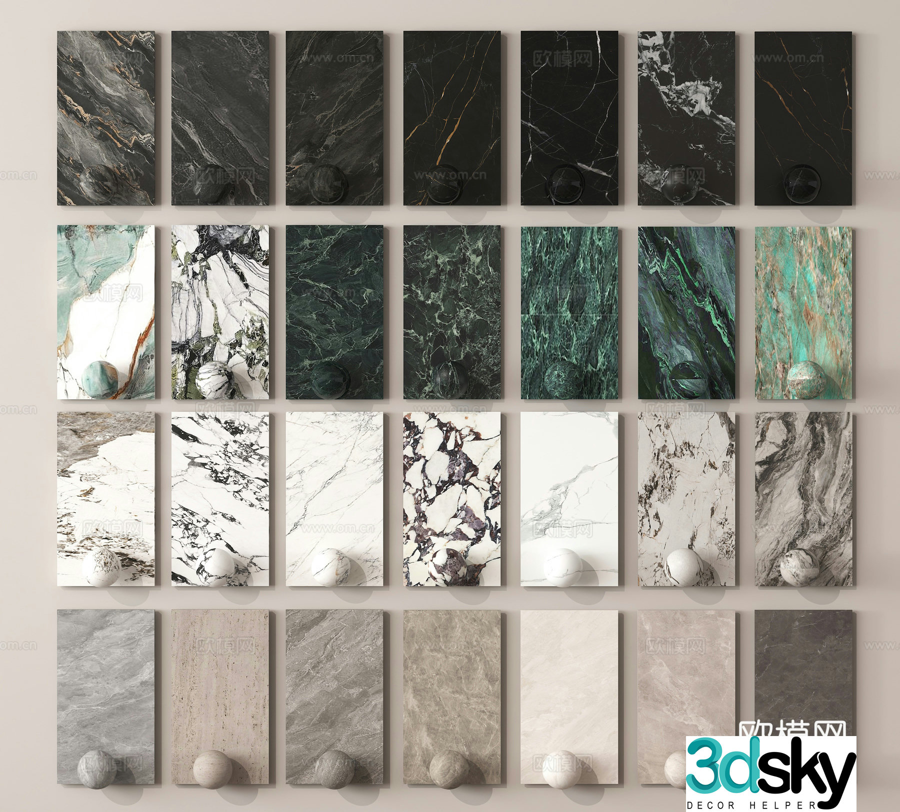 Modern stone marble stone wall panel terrazzo 3d model