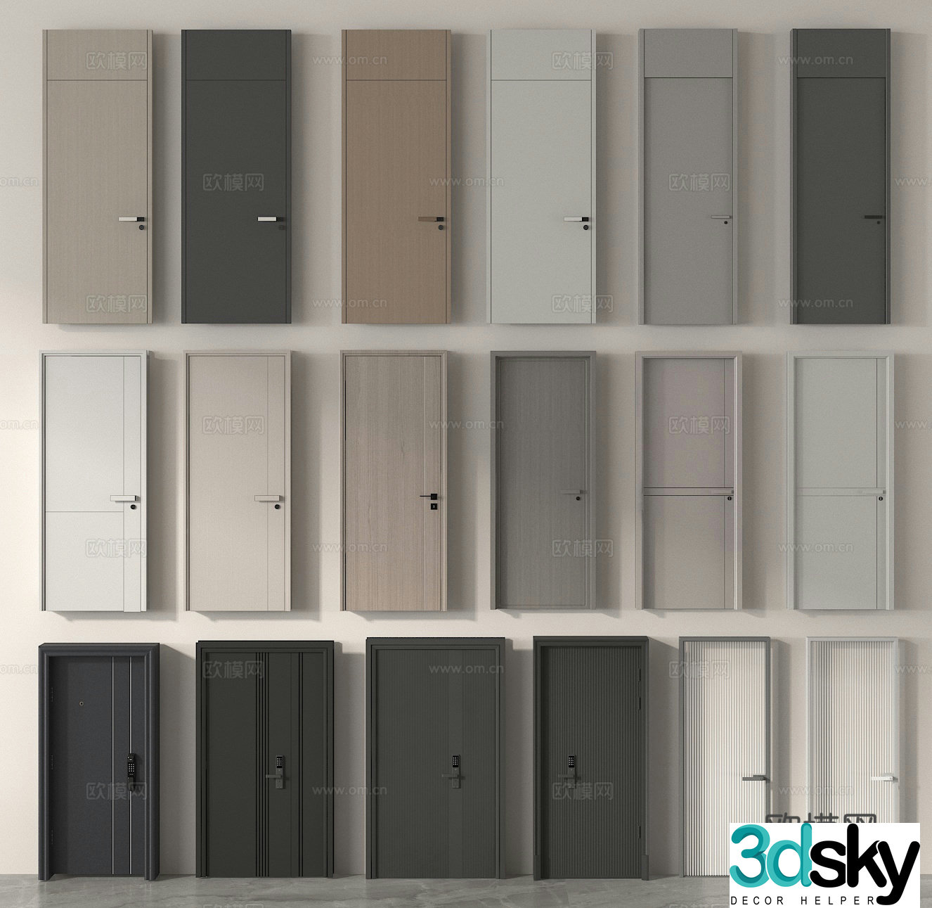Single-open door Entry door Room door Entry door Bedroom door 3D model