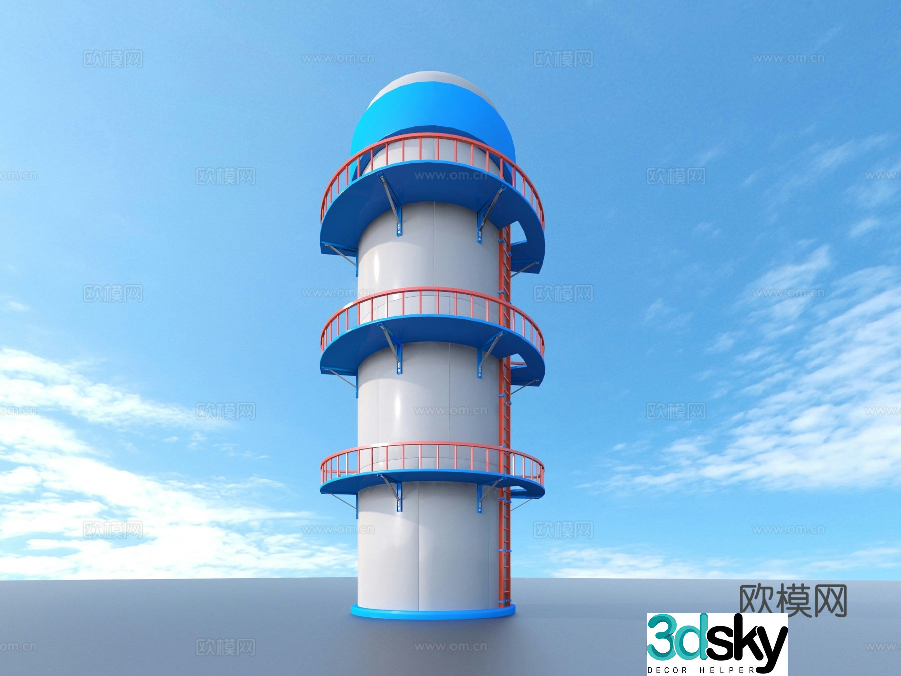 Industrial storage tank valve ladder 3D model