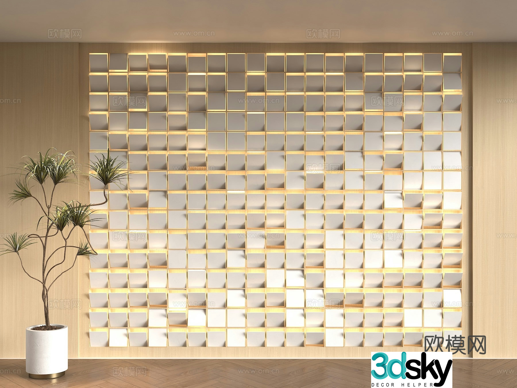 Grid background wall Internet celebrity background wall Creative wall Exhibition hall background wall Flip-over background wall Mutual 3D model
