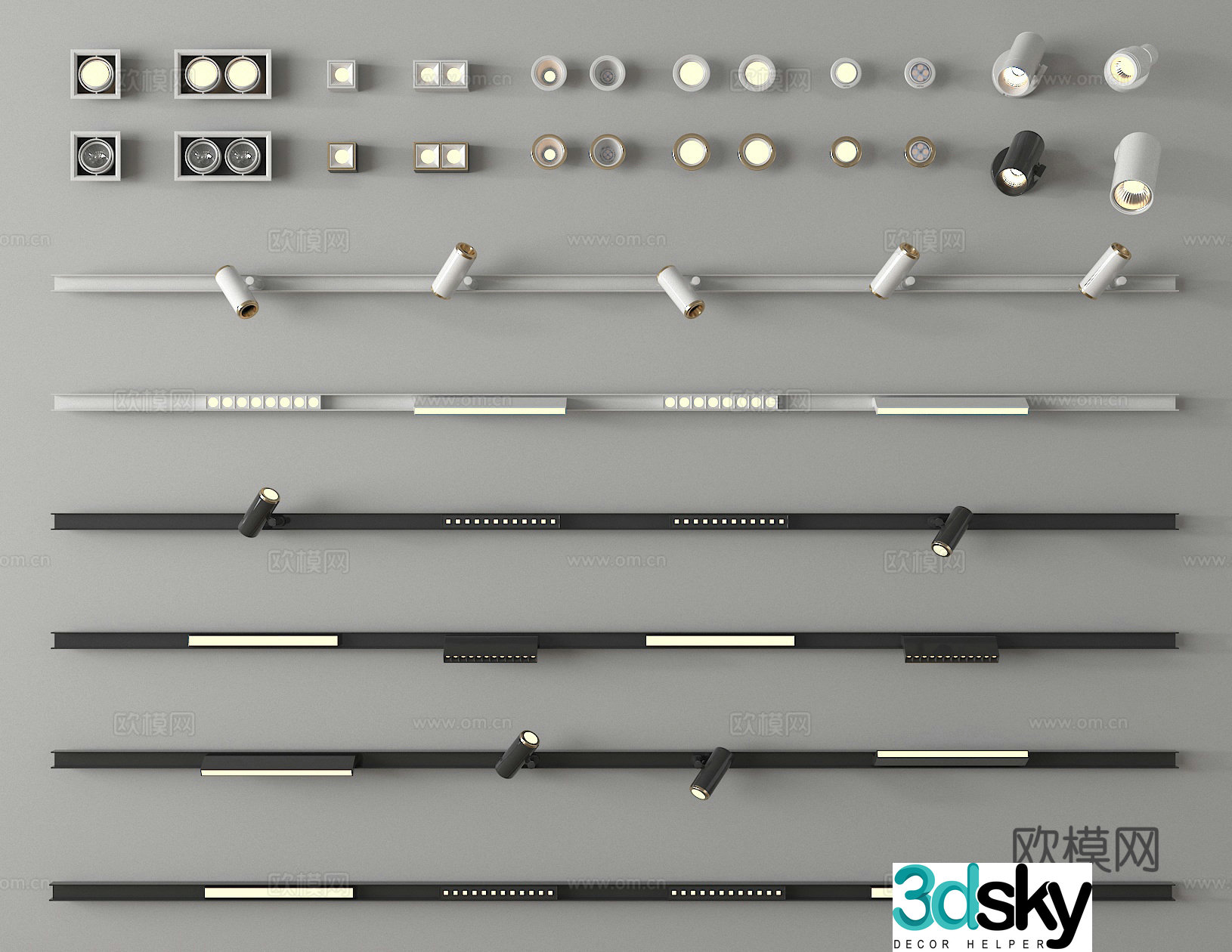 Spotlight Downlight Light Strip Track Spotlight Magnetic Spotlight 3D Model