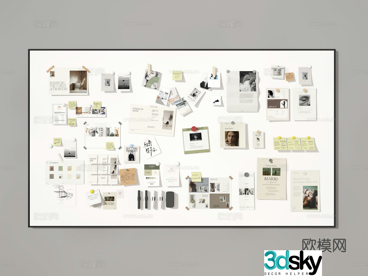 Sticky note board 3D model