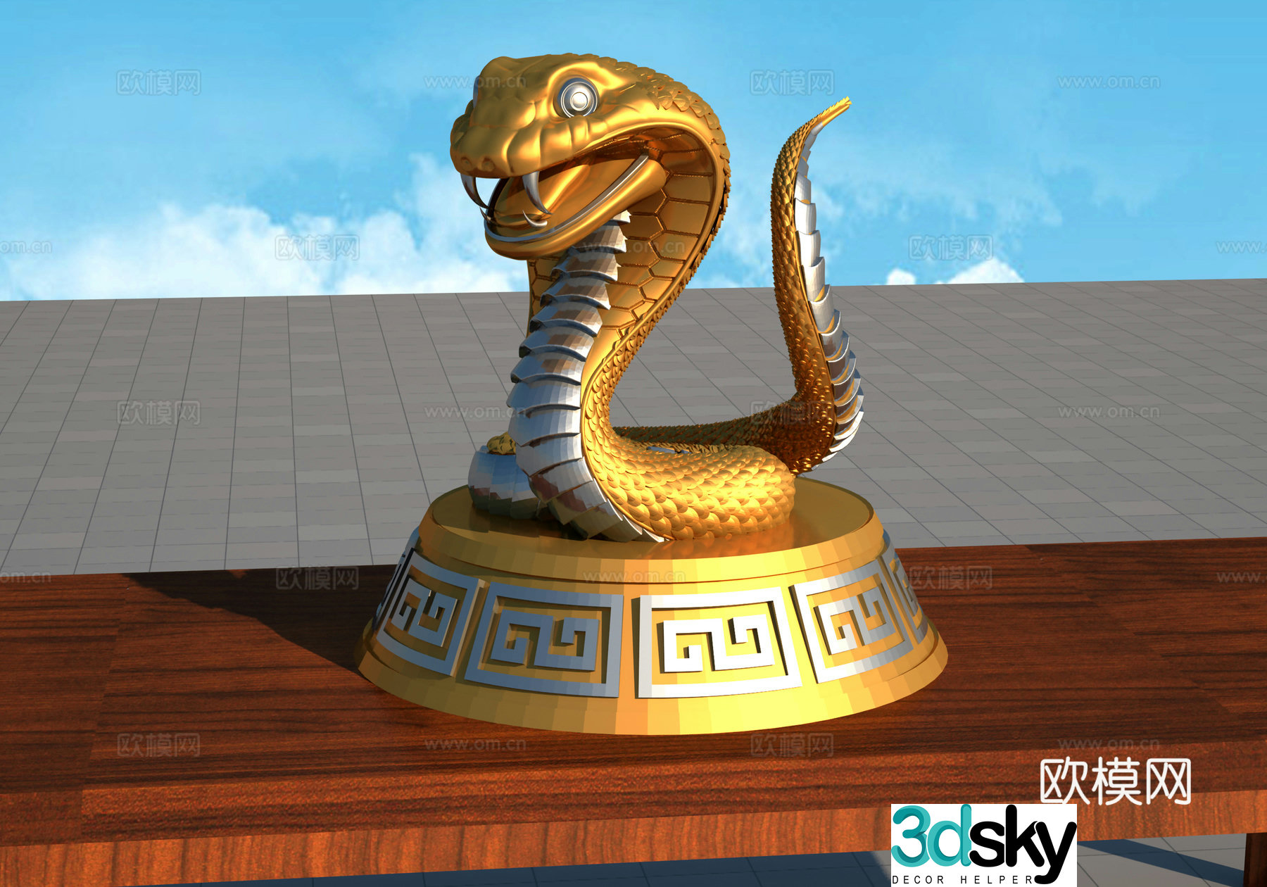 Snake cartoon ornament 3d model