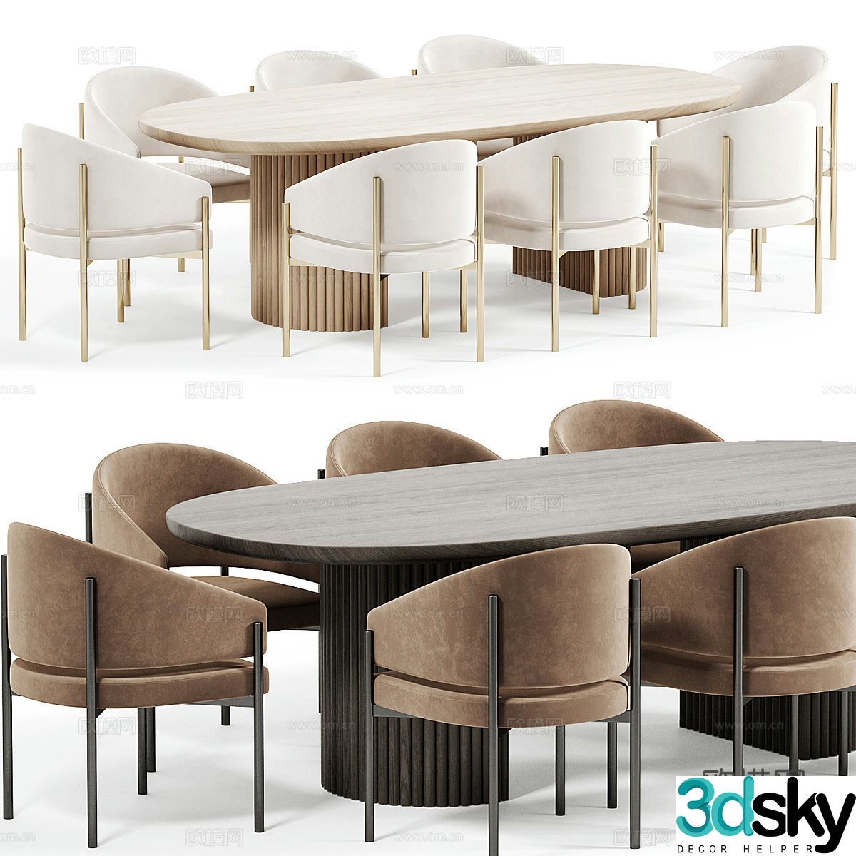 Modern Italian dining table and chair 3d model