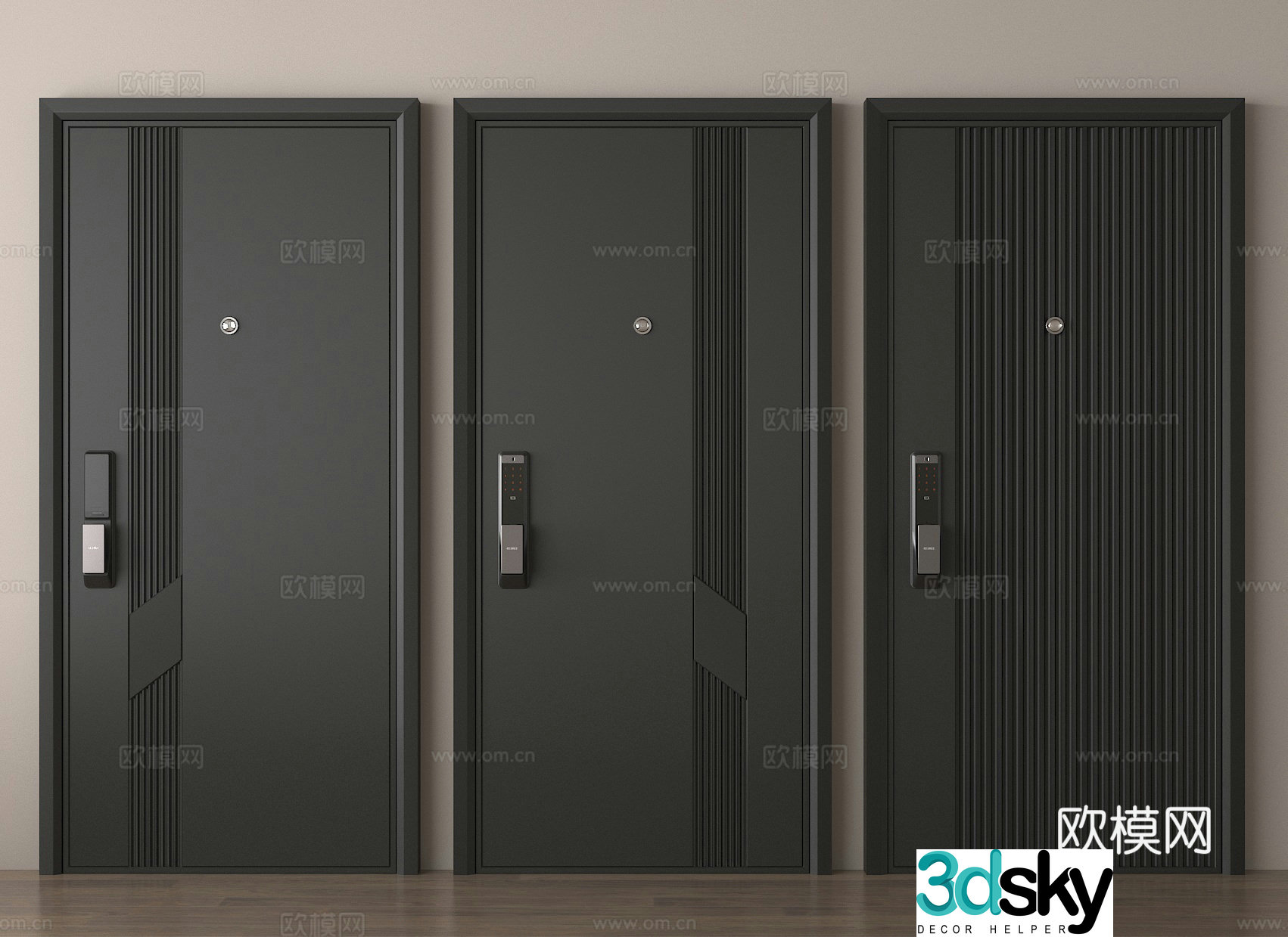 Entry door Security door Password door 3d model