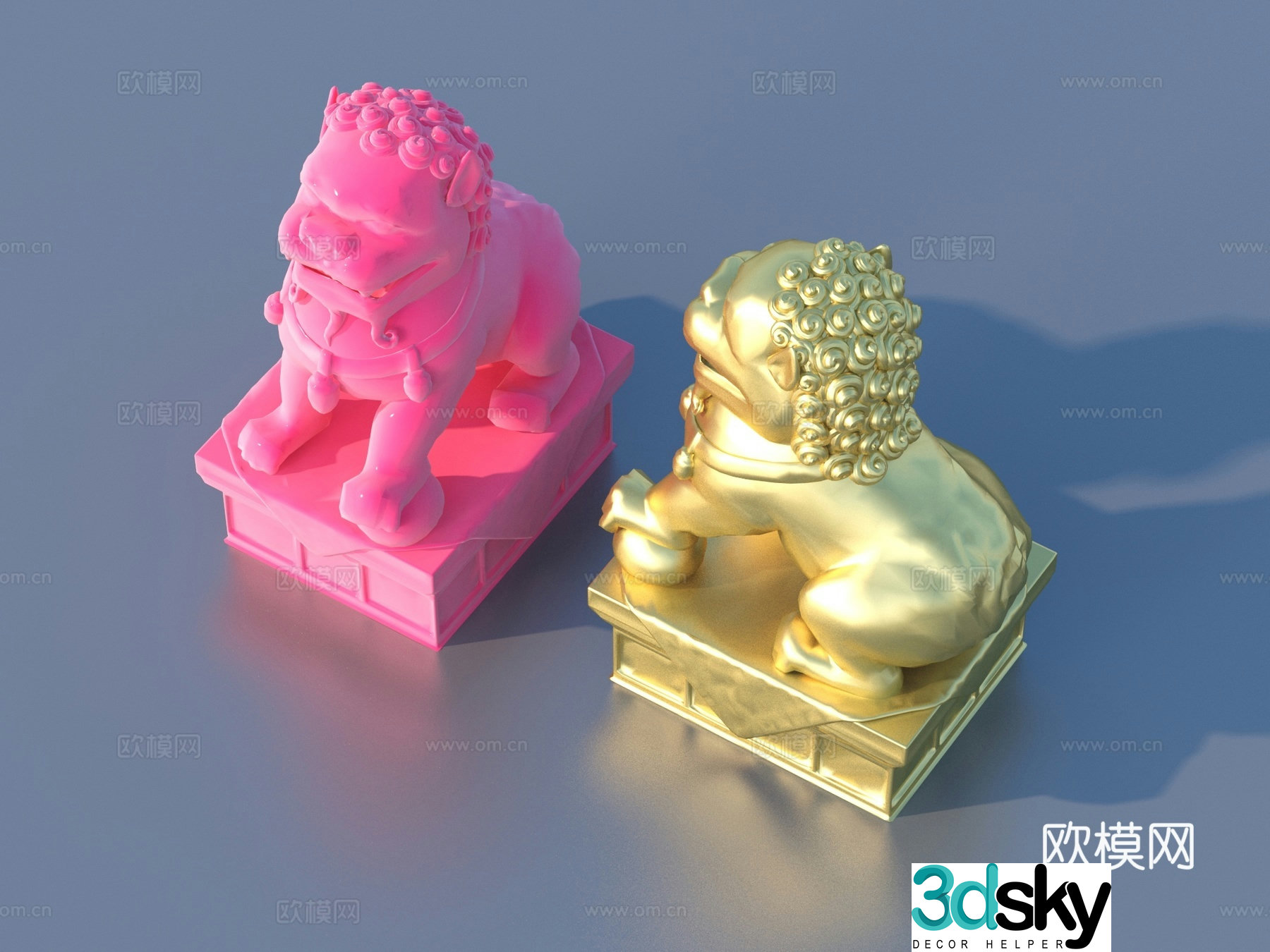 Lion Qilin Divine Beast Stone Lion 3D Model