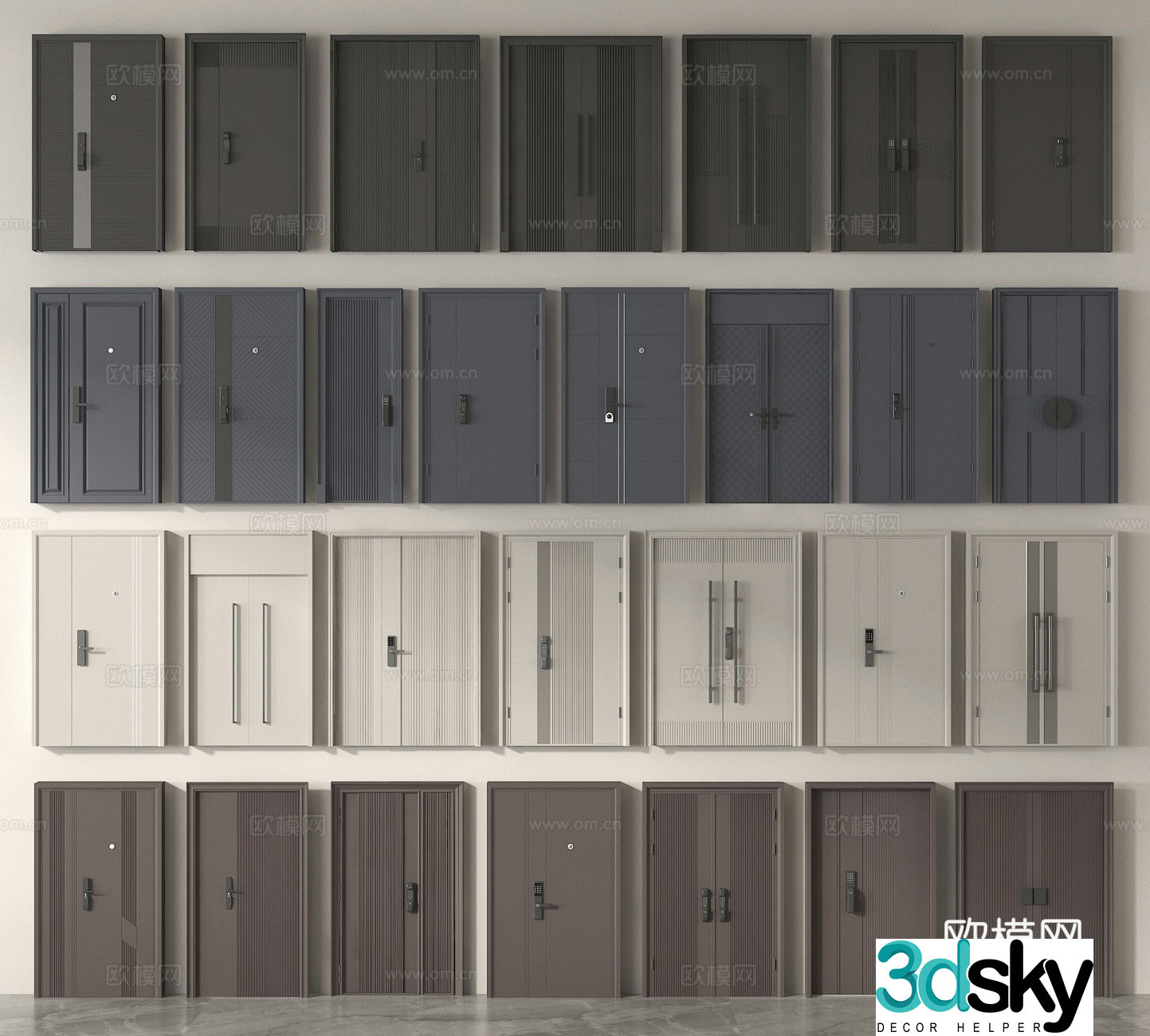 Security door entrance door password door double-open door 3D model