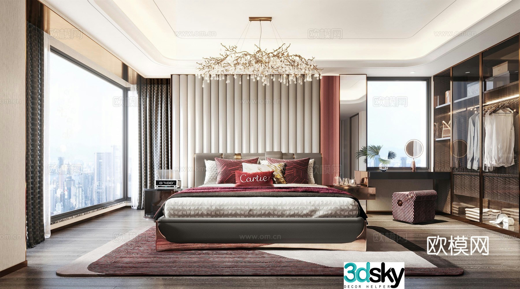 Modern light luxury bedroom 3d model