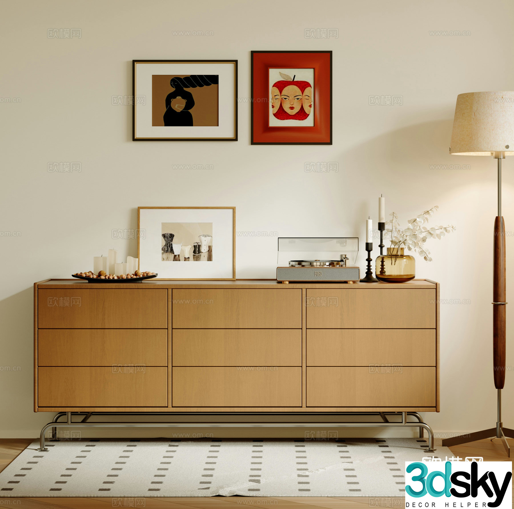 3D model of medieval style decorative cabinet