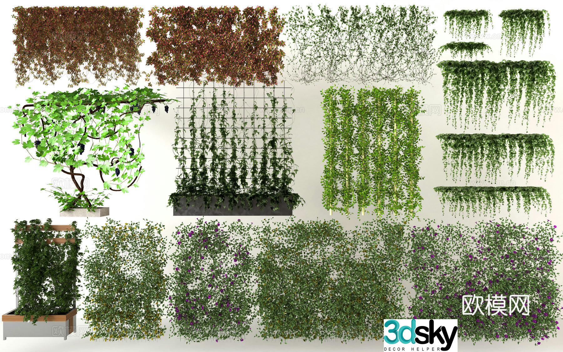 Modern vine crawling flower wall tiger plant wall green plant vine rose vine crawling flower wall rose flower wall vine 3D model