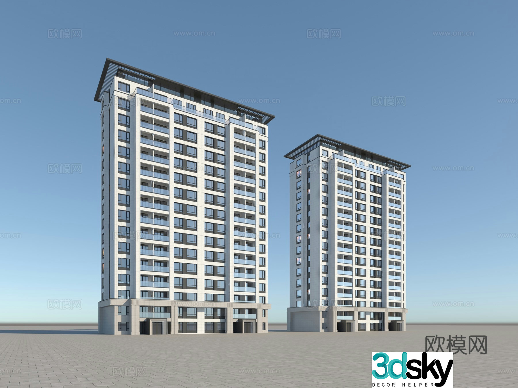 Modern high-rise residential 3d model