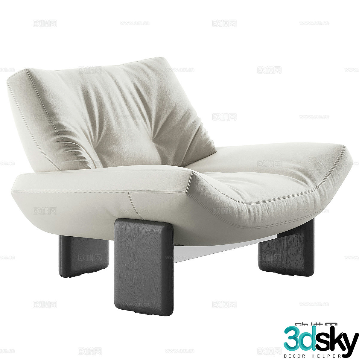 Cream style single sofa Leather single sofa Leather single sofa Leather single chair Leather 3D model