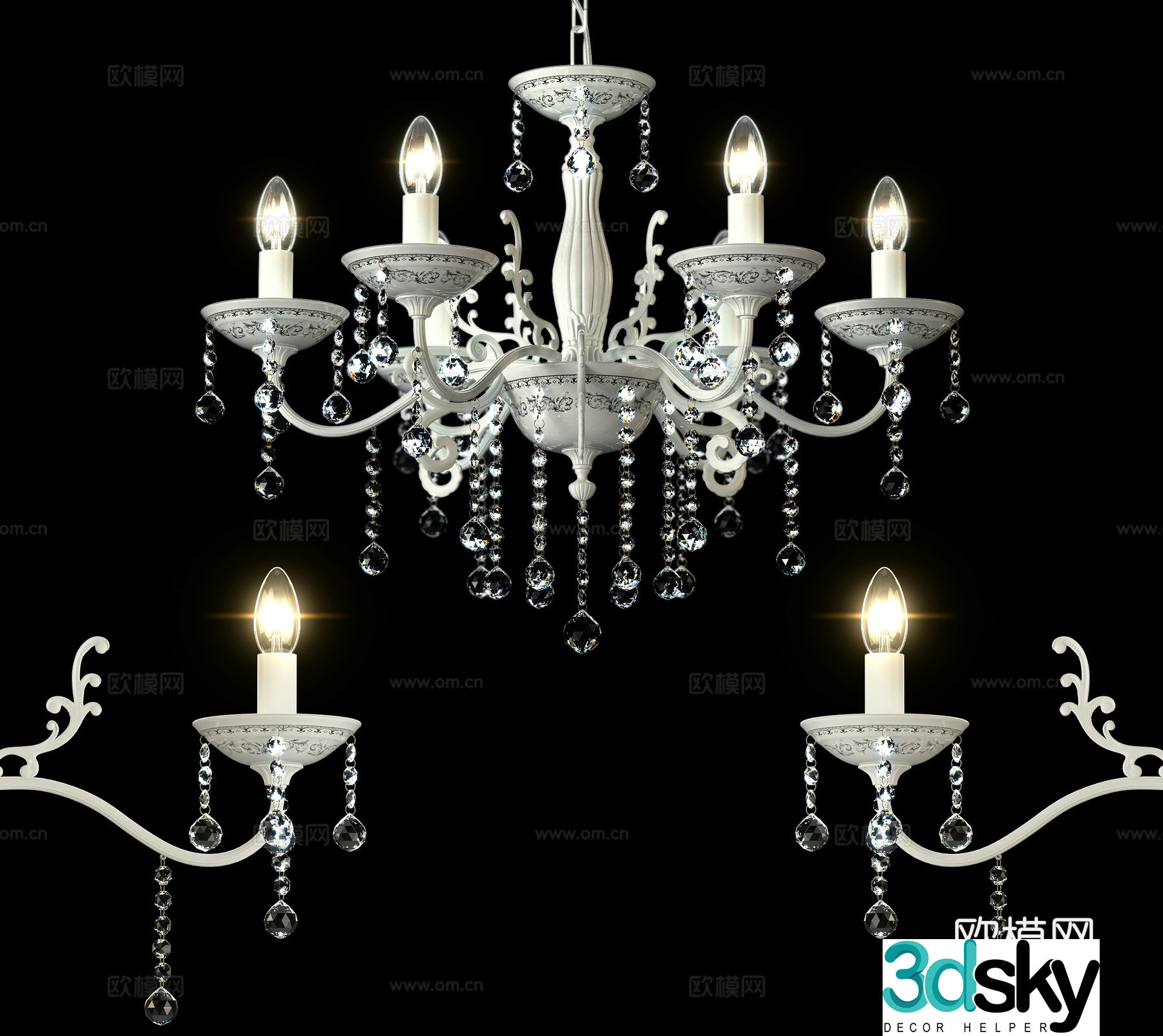 Simple European candlestick lamp 3d model