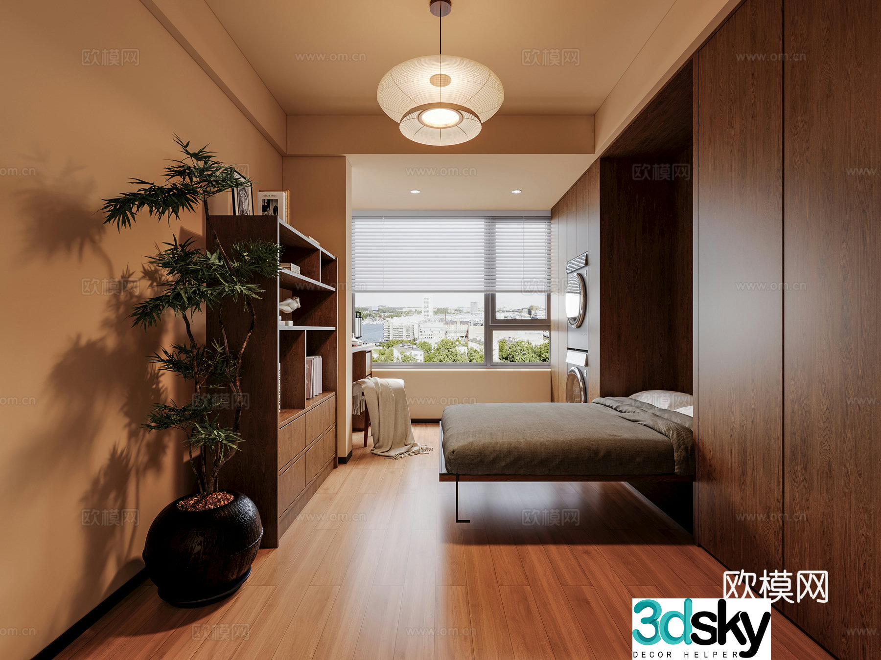 Retro medieval style study bedroom 3d model