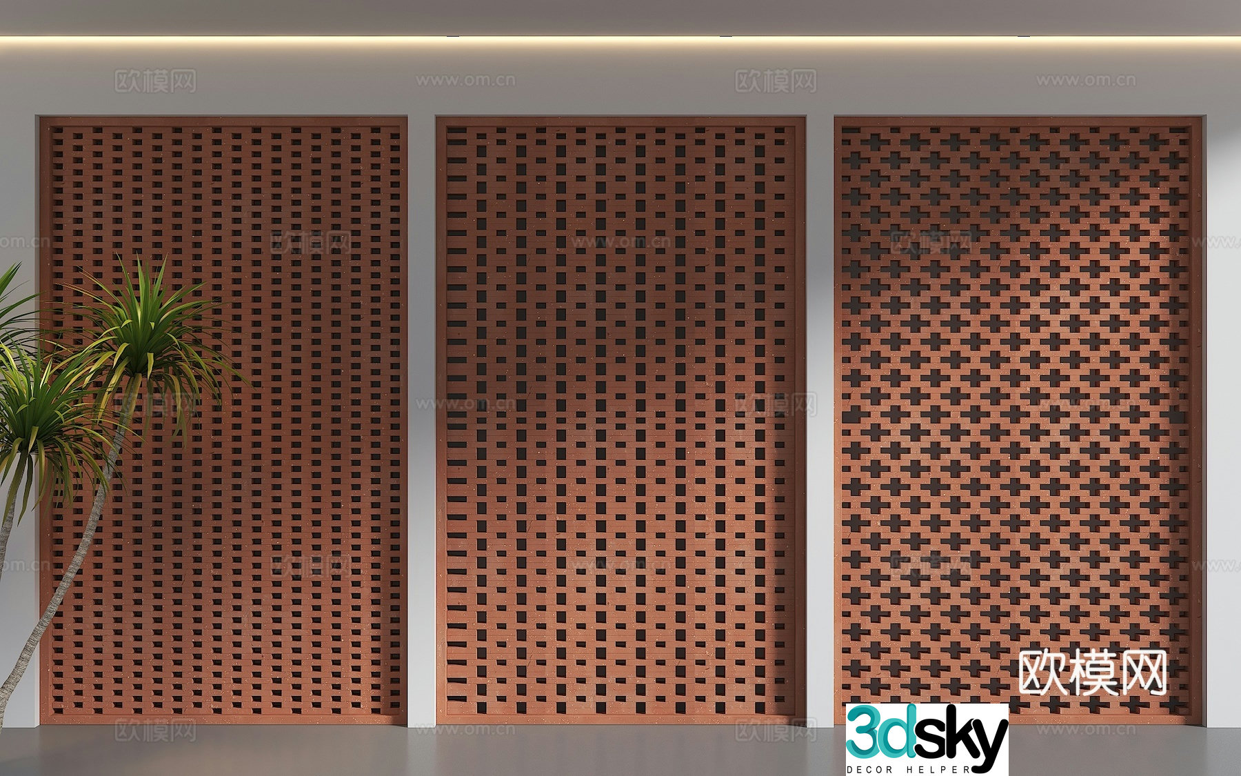 Modern red brick partition Hollow red brick wall Red brick decorative wall Creative red brick wall Modern hollow 3D model