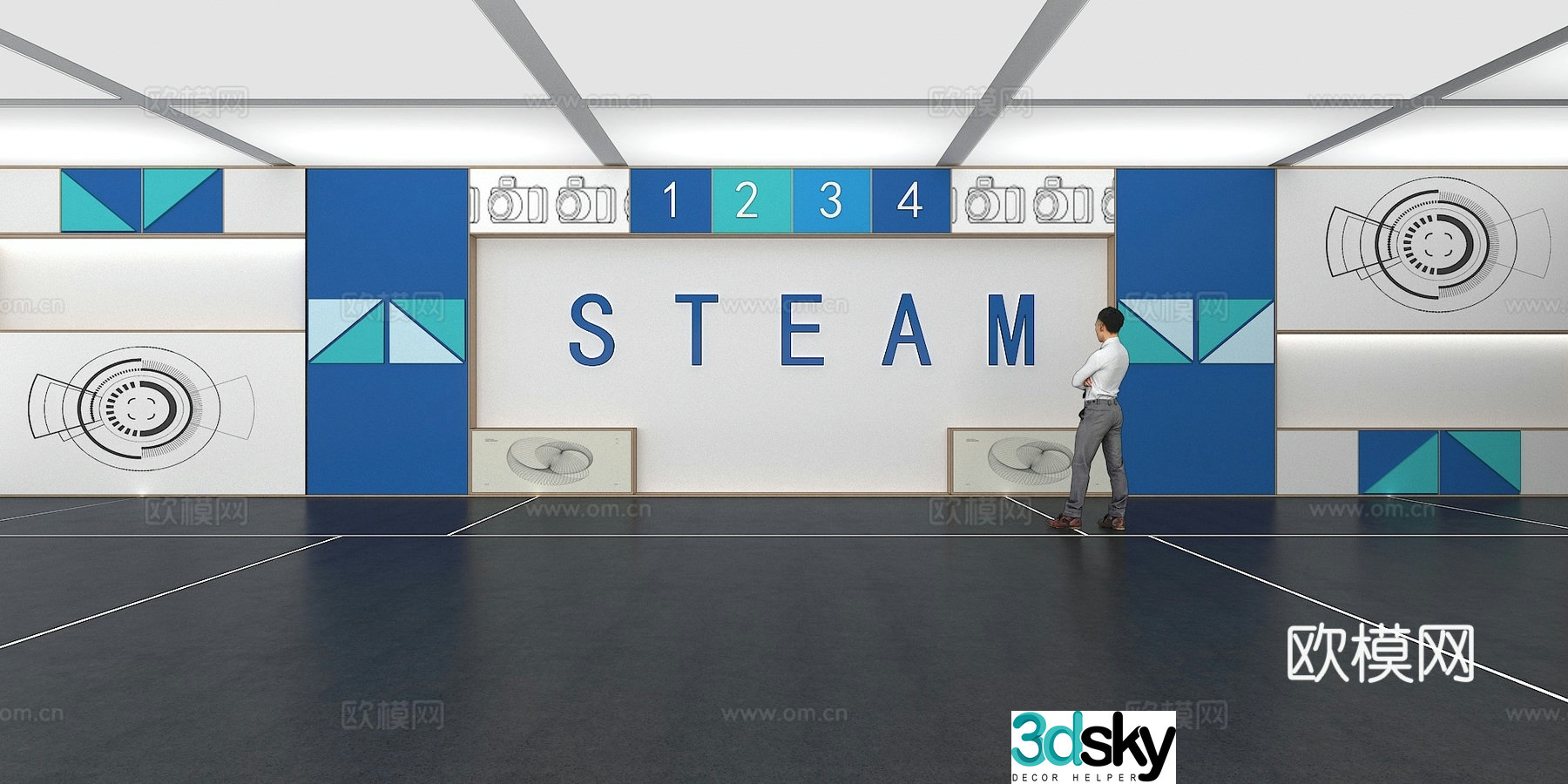 Cultural wall Corporate culture wall Display wall Classroom Exhibition hall Campus culture Corridor 3D model
