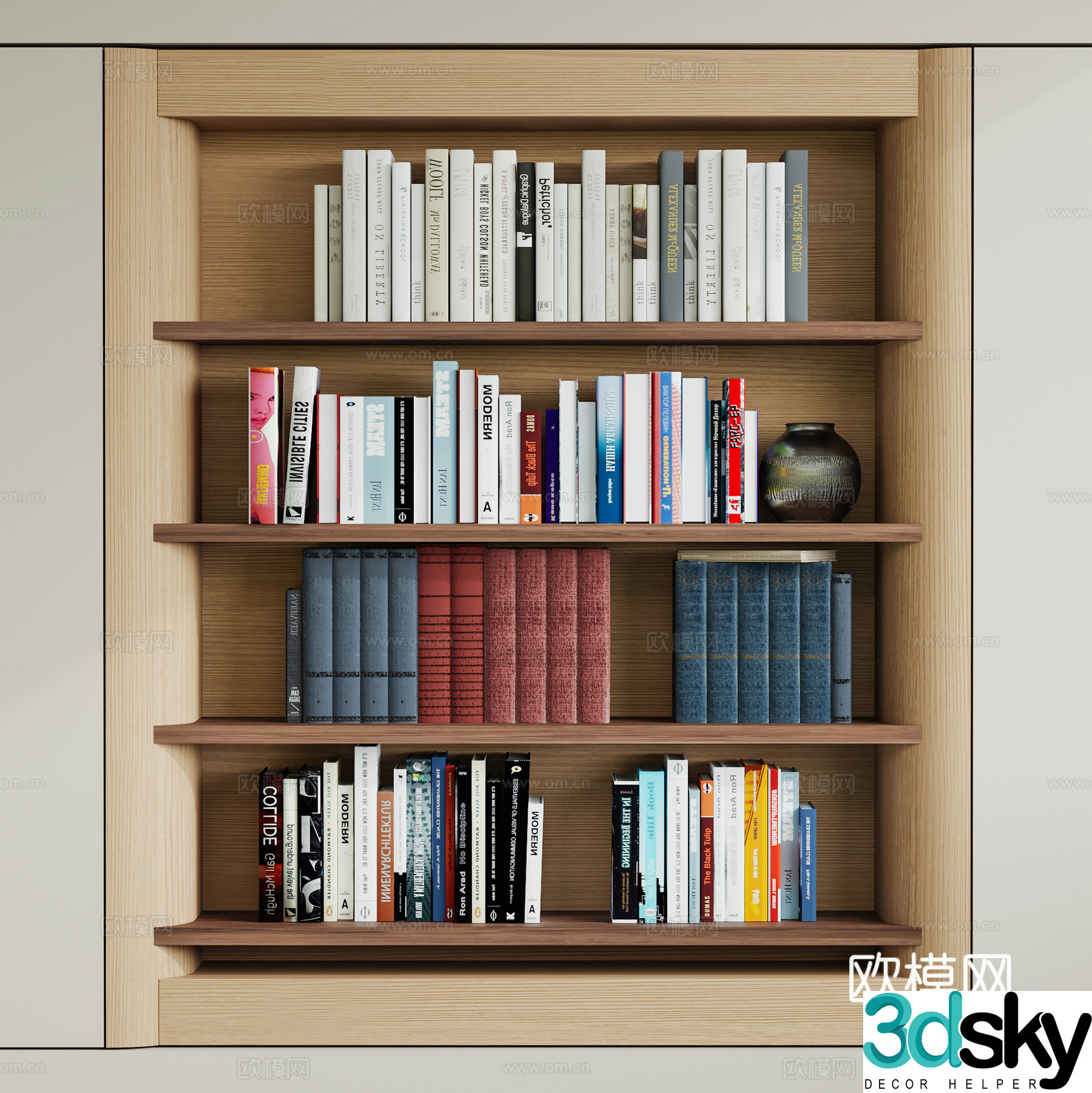 Modern bookcase Book ornament 3d model