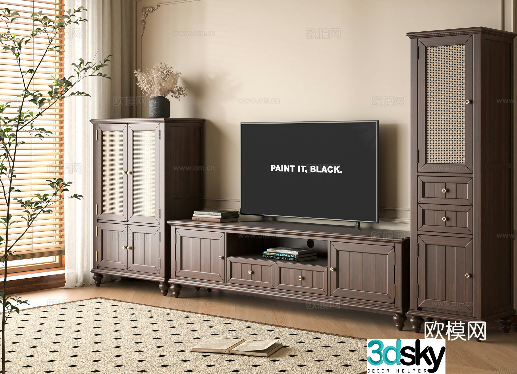 Middle-aged TV cabinet 3D model