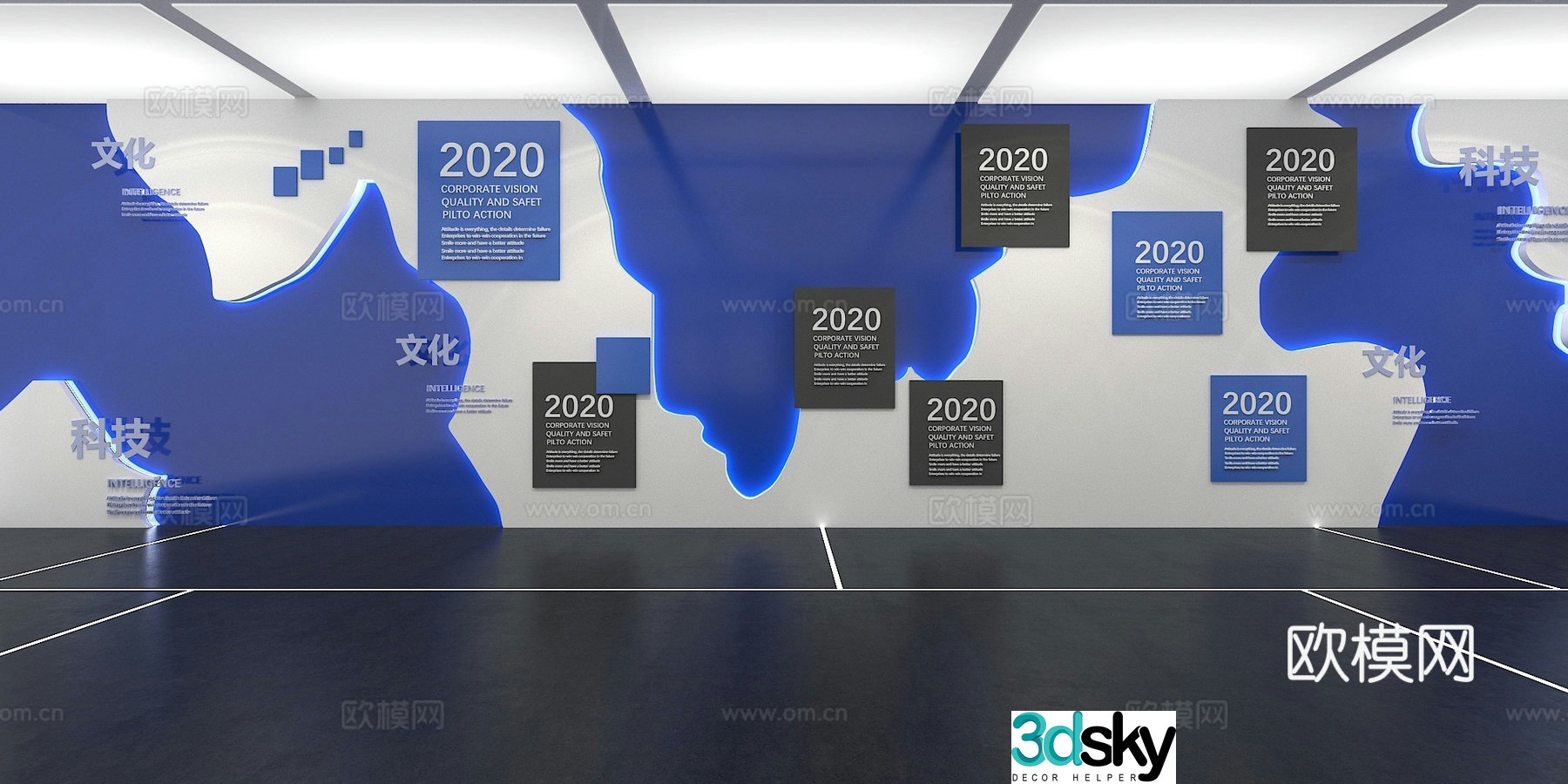 Cultural wall Corporate culture wall Display wall Classroom Exhibition hall Campus cultural wall 3D model