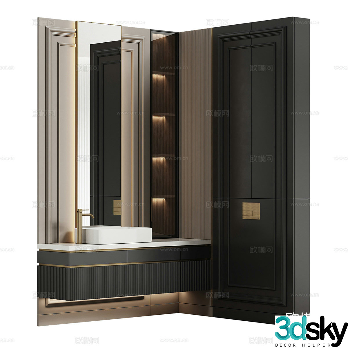 New Chinese style light luxury bathroom cabinet 3D model