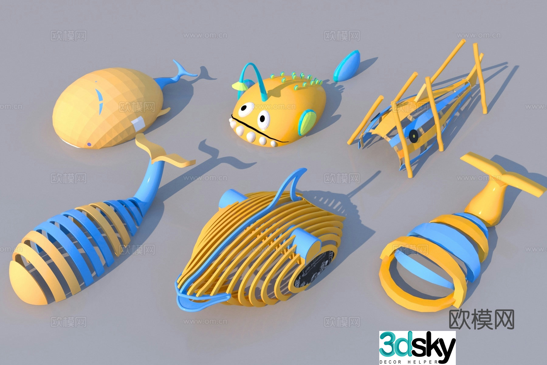 Modern children’s equipment combination slide combination 3D model