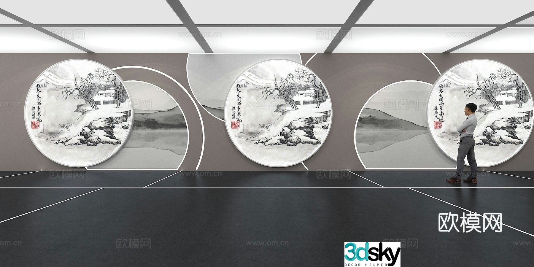 Cultural wall Corporate culture wall Display wall Classroom Exhibition hall Campus culture Corridor 3D model