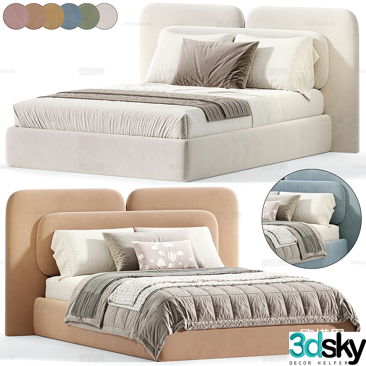 Modern Armani Children’s Bed 3D Model