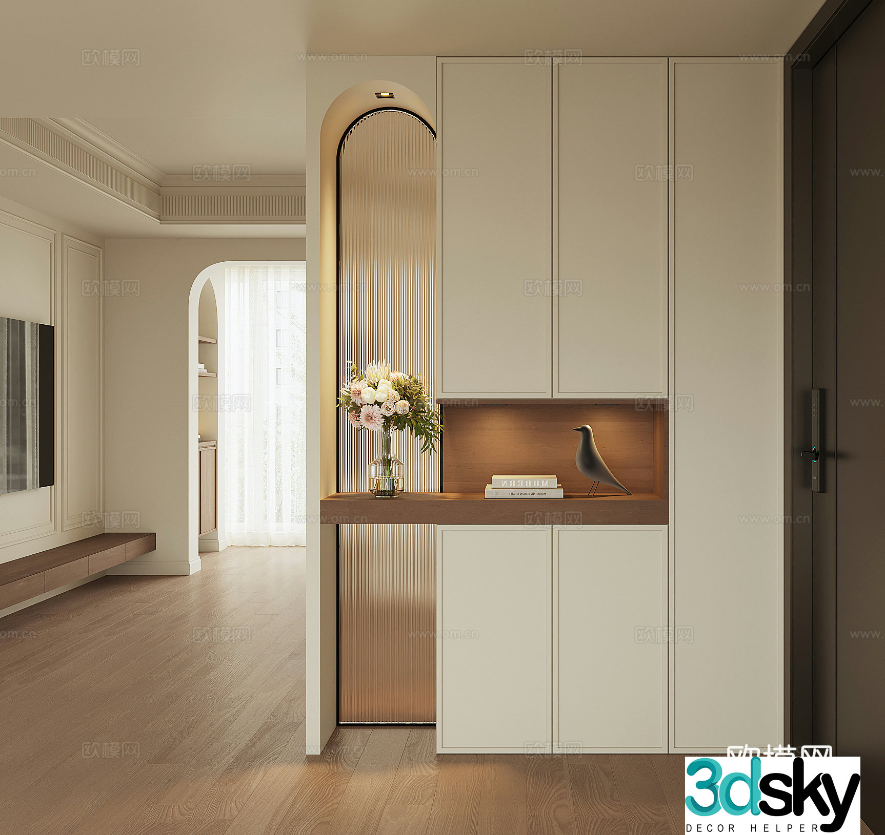 Modern home entrance shoe cabinet 3D model