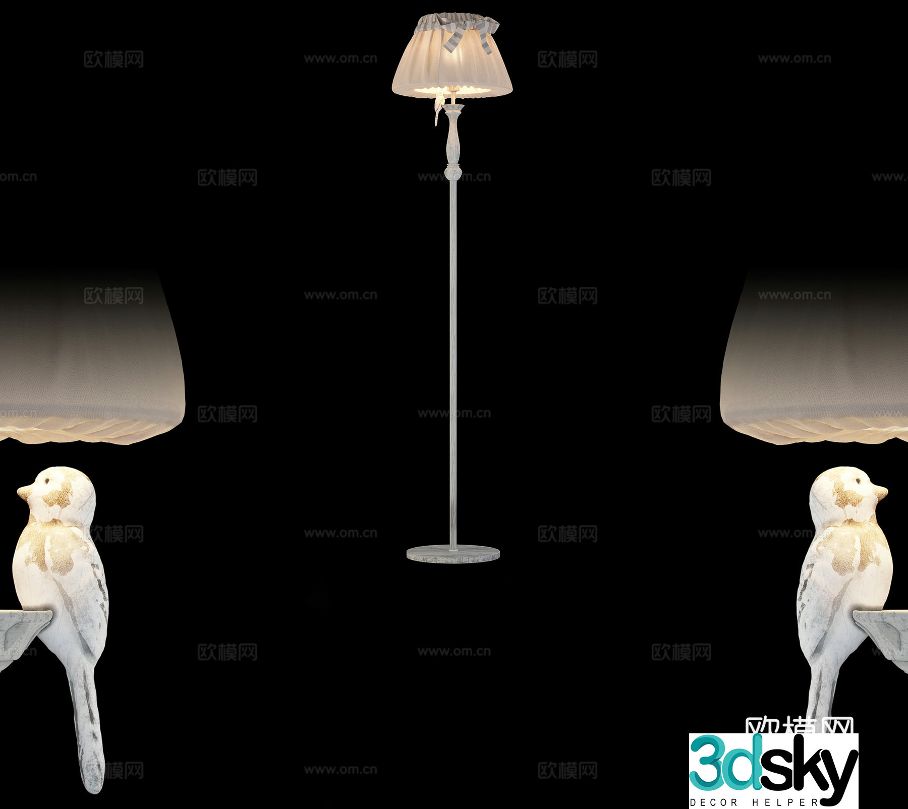 Modern floor lamp bird decoration 3d model