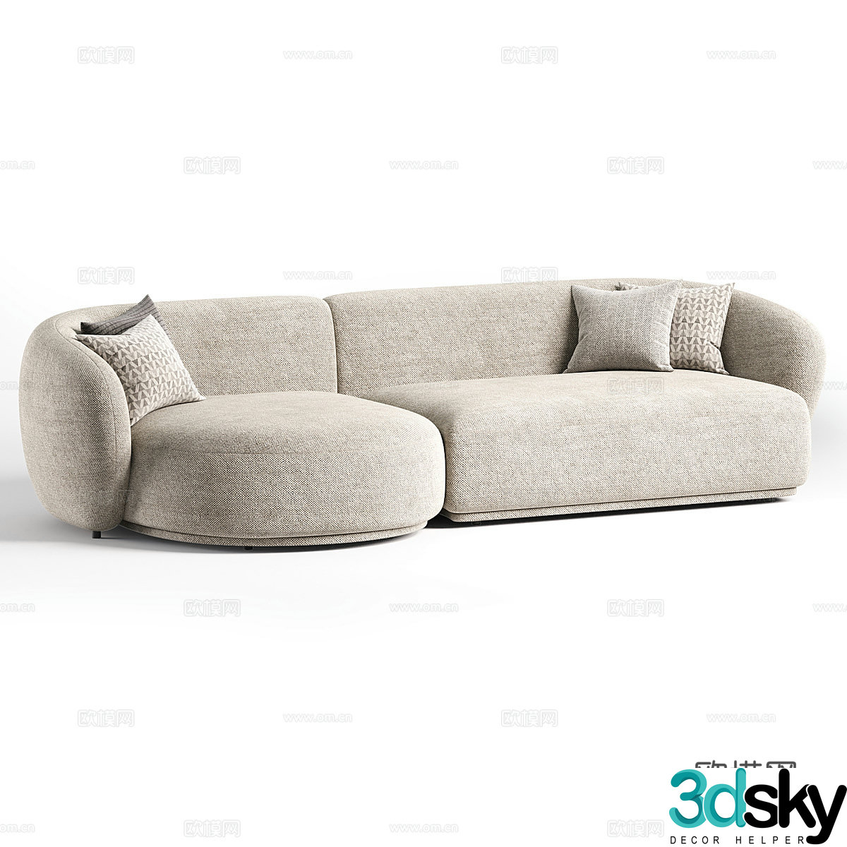 Creamy style multi-person sofa double sofa casual sofa fabric sofa living room sofa office 3D model