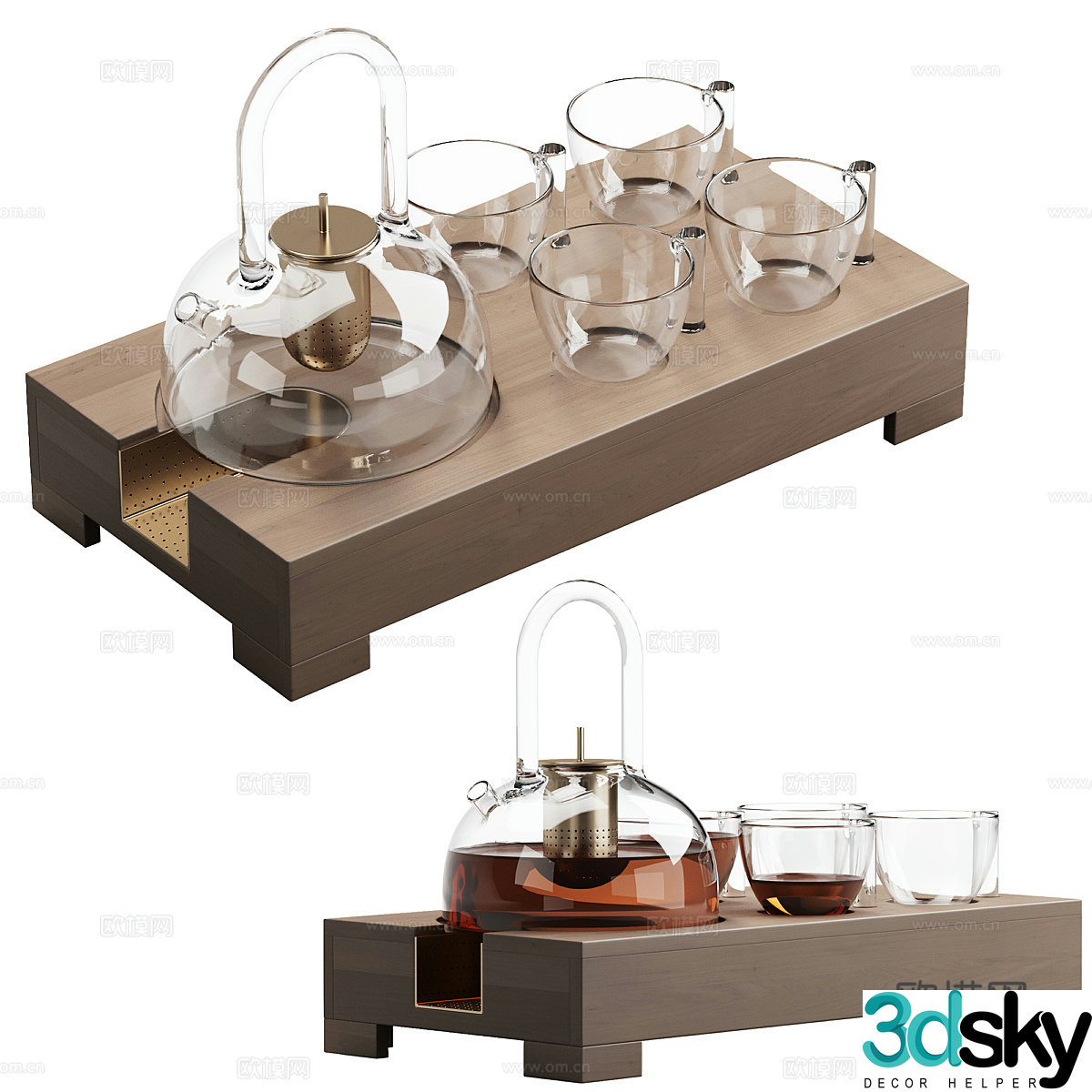New Chinese style tea set tea table 3D model