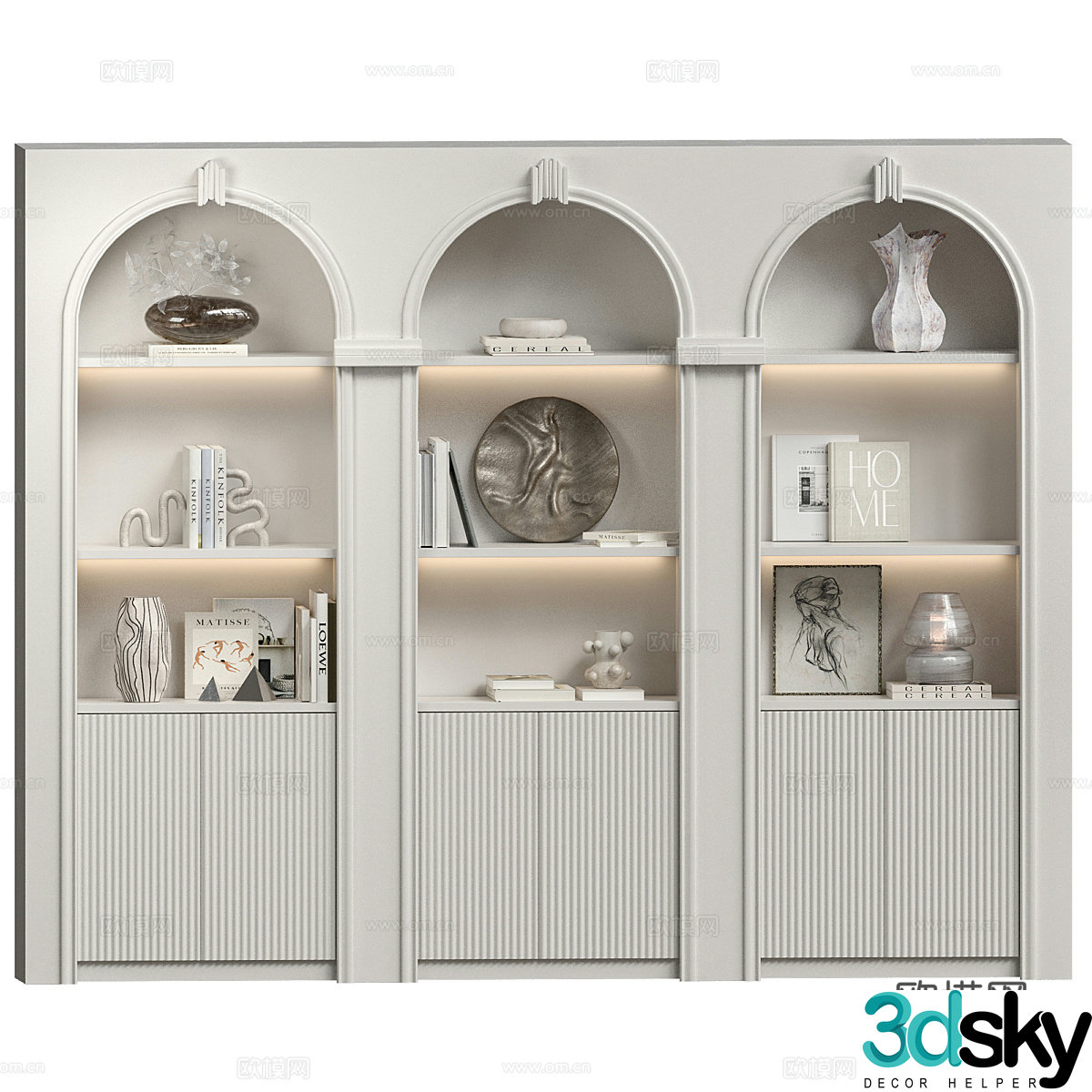Light American decorative cabinet 3D model