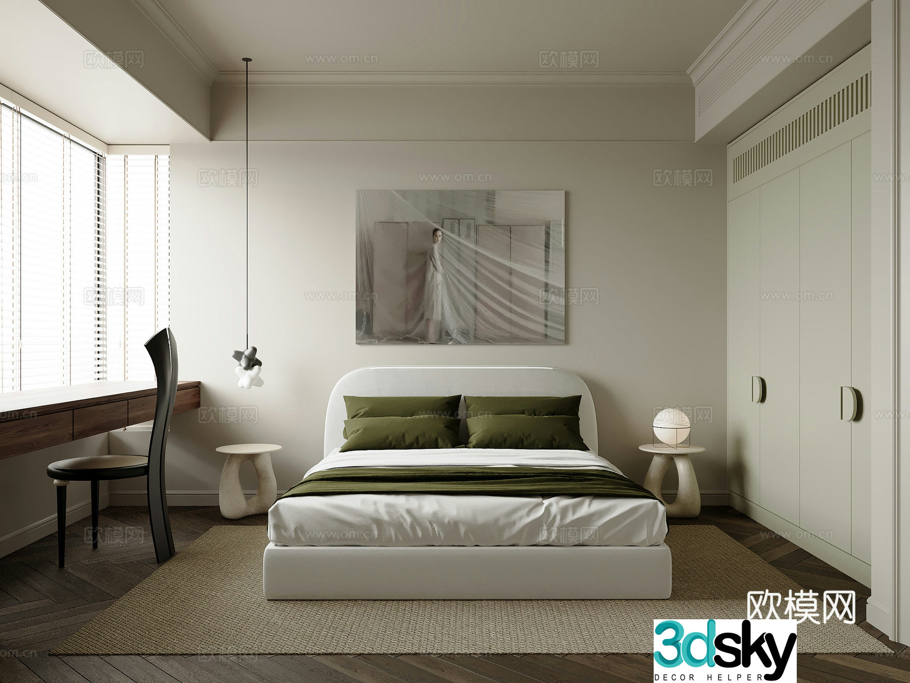 Modern medieval bedroom 3d model