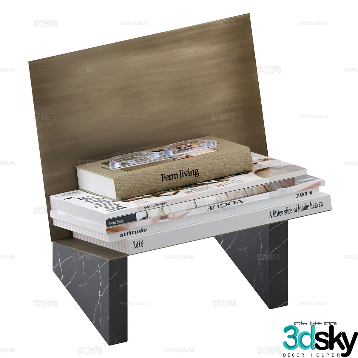 Modern light luxury books book books shelf 3D model