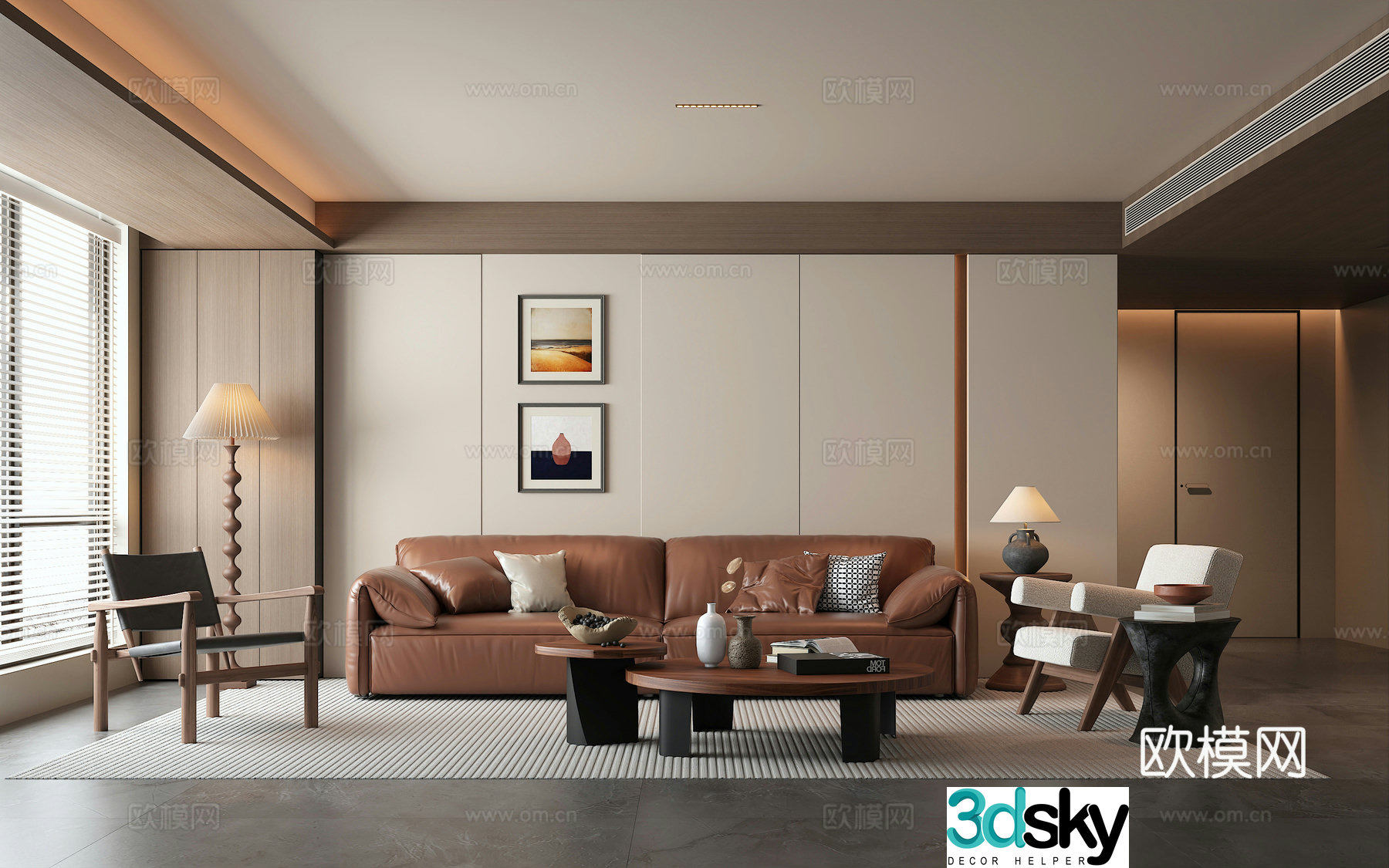Middle style Baxter Elephant Ear Sofa Lazy Sofa 3D Model