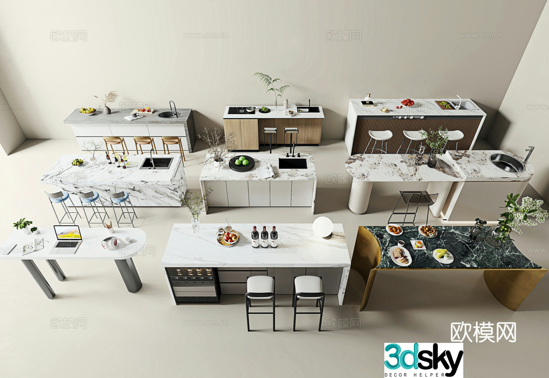 Modern island 3D model
