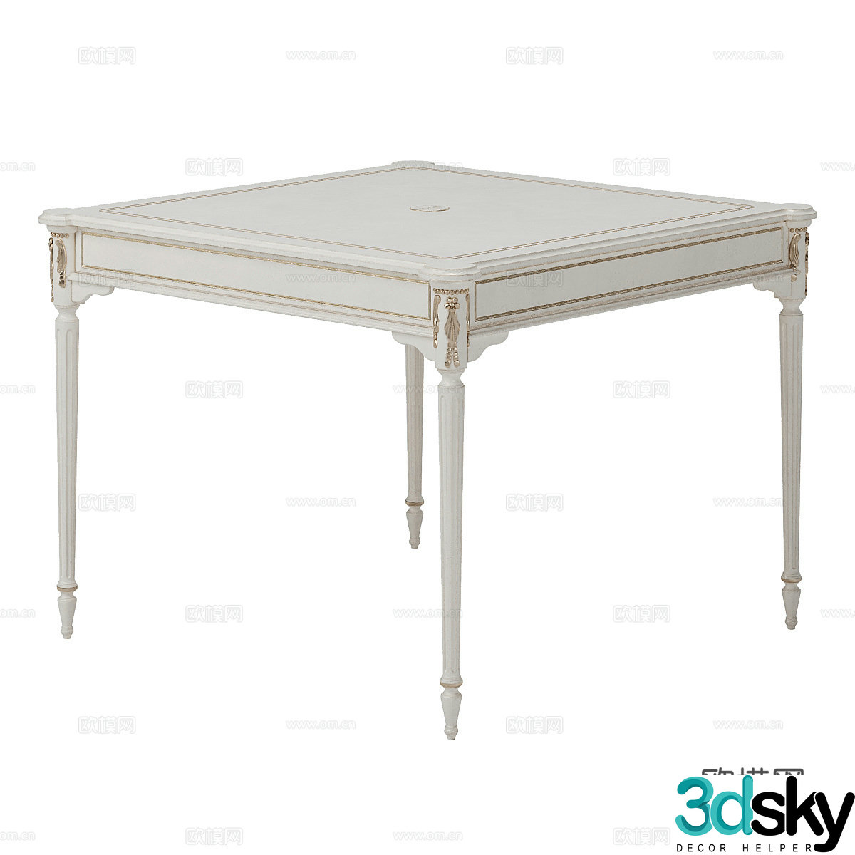French dining table square table 3d model