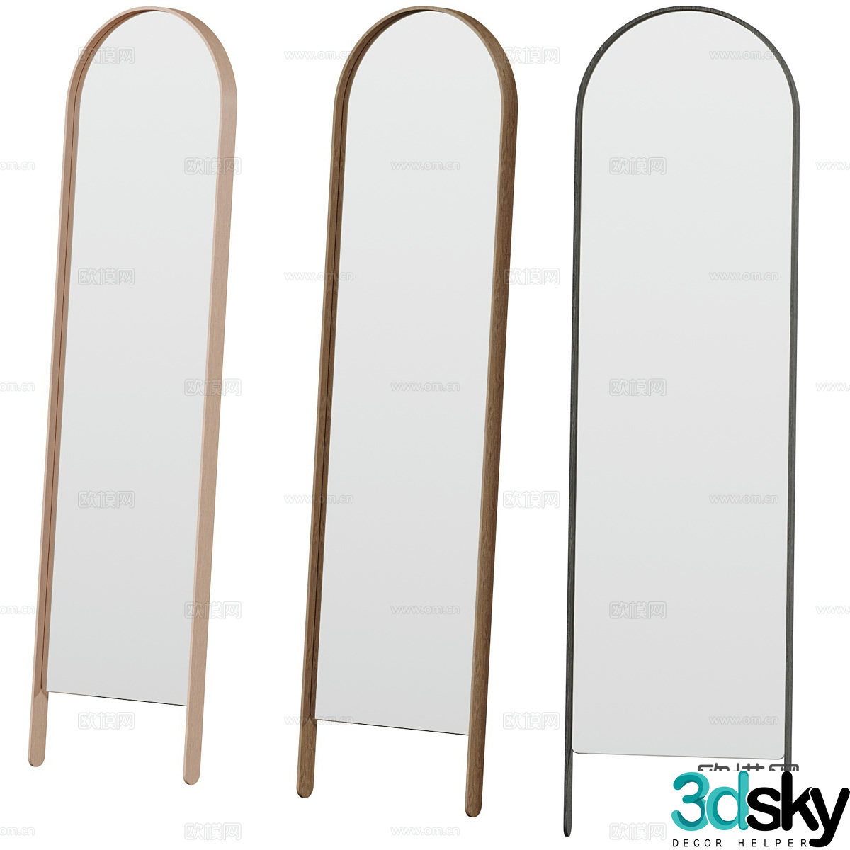New Chinese Woody dressing mirror Mirror 3D model