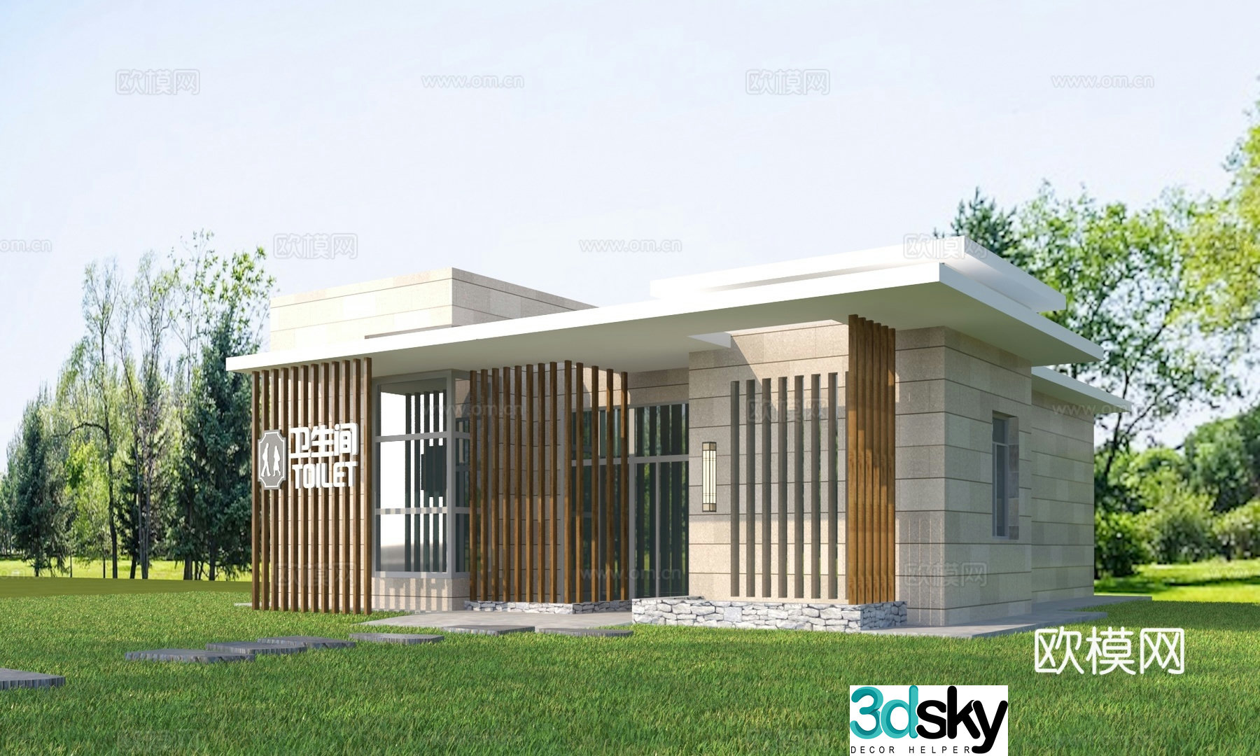 Modern public toilet 3d model