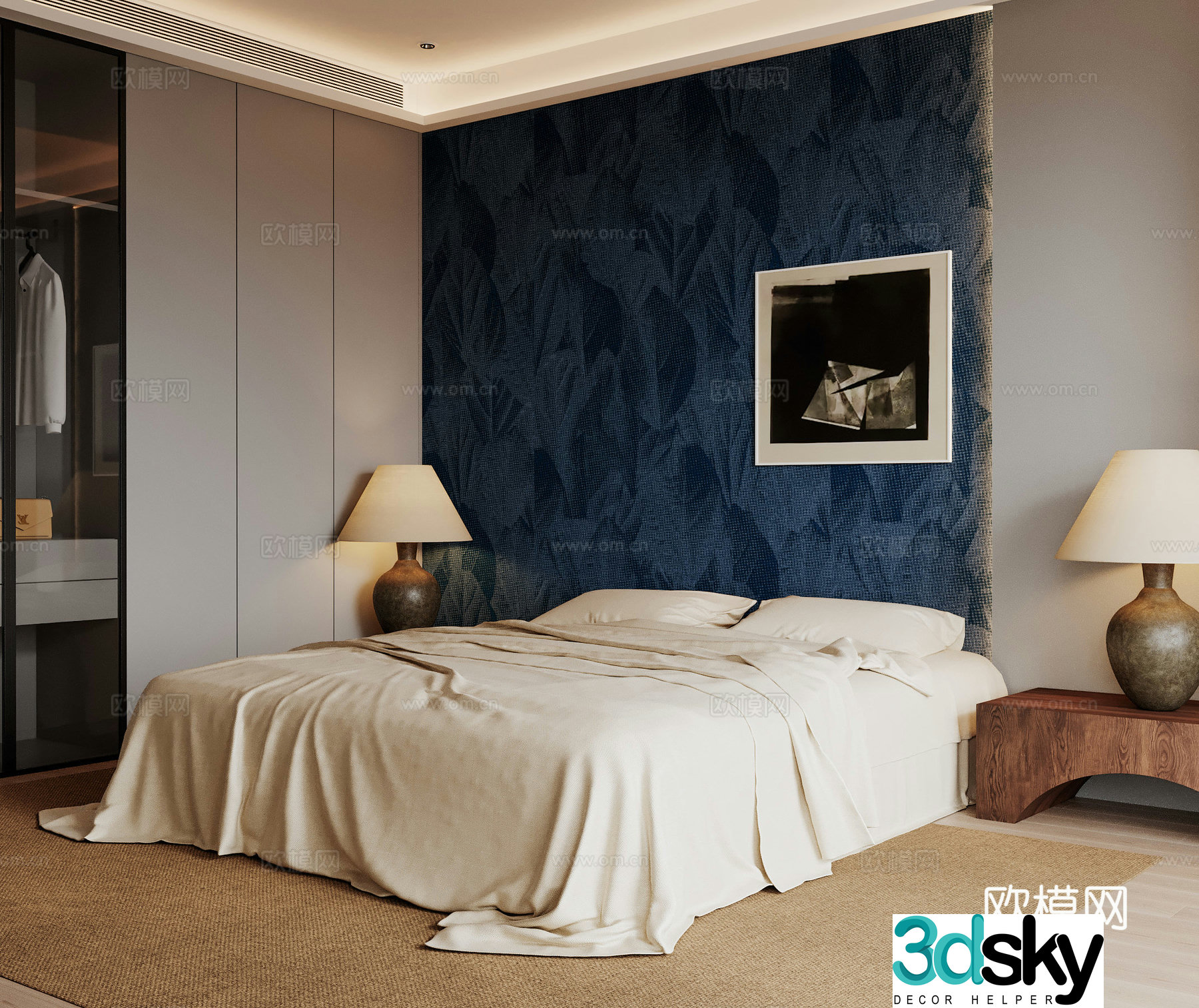 Modern double bed 3d model