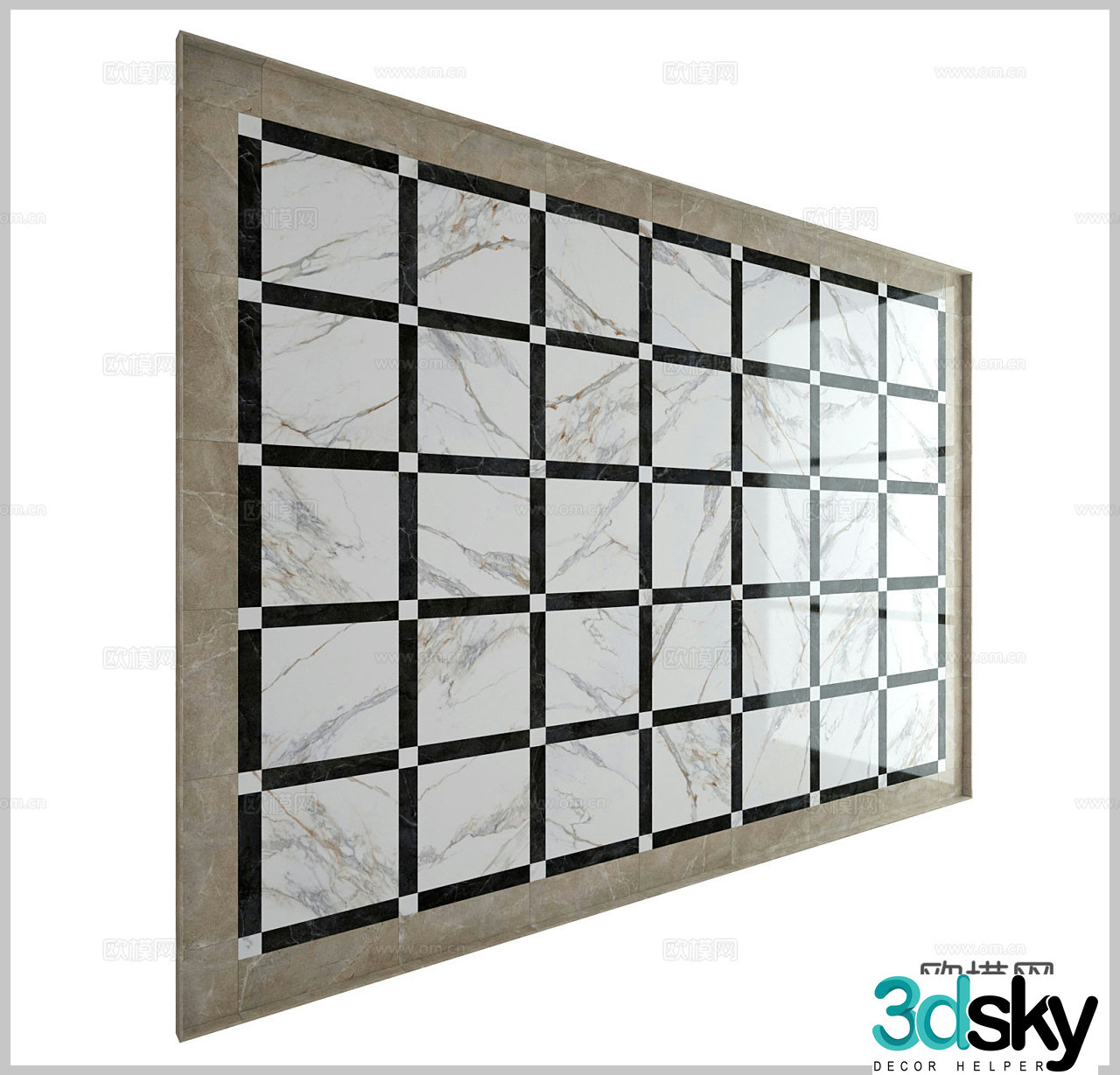 Hotel floor tiles flower tiles lattice floor tiles bathroom tiles kitchen and bathroom tiles 3D model
