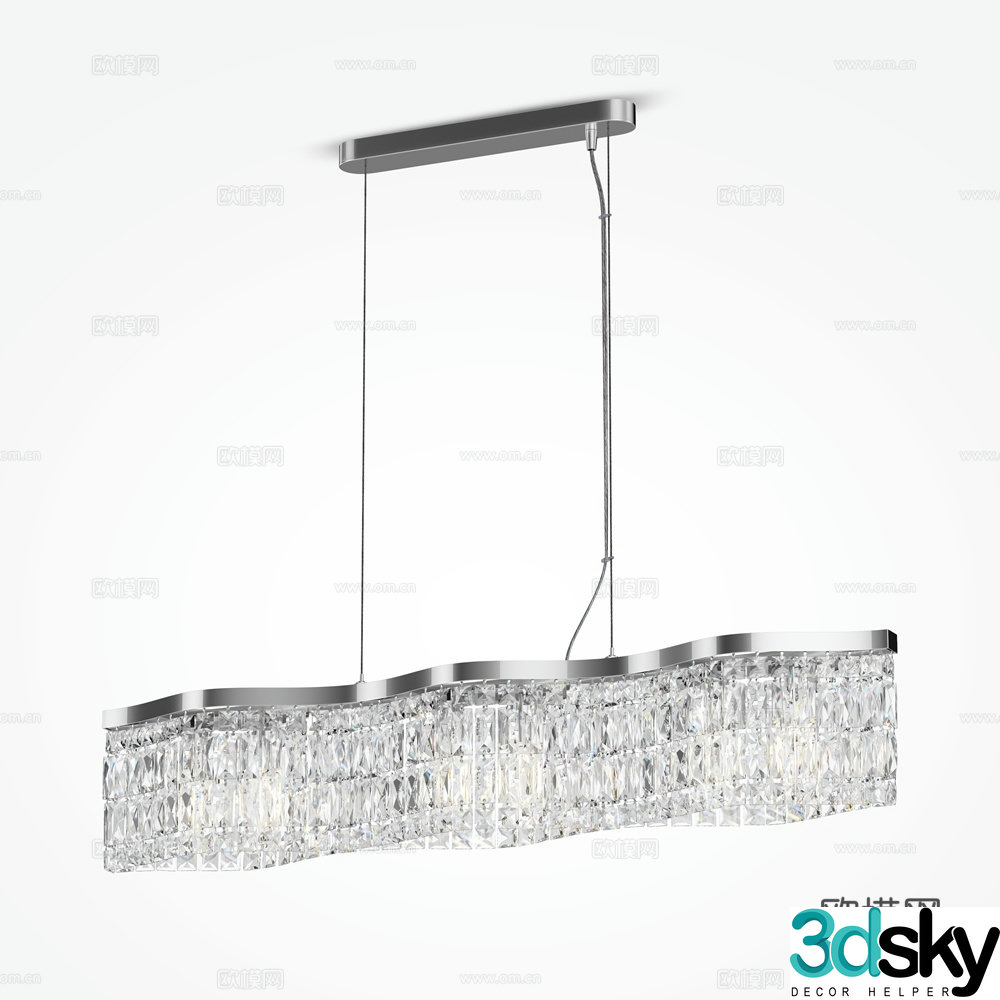 Modern restaurant crystal chandeliers 3d model