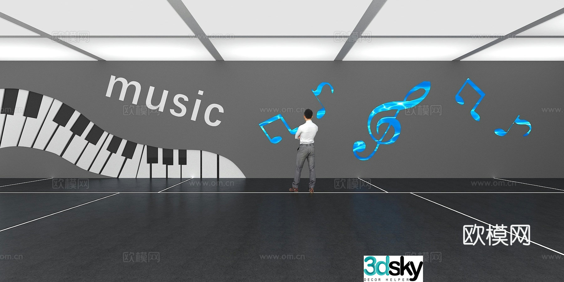 Cultural wall Music culture wall Display wall Classroom Exhibition hall Campus culture Corridor Teaching 3D model