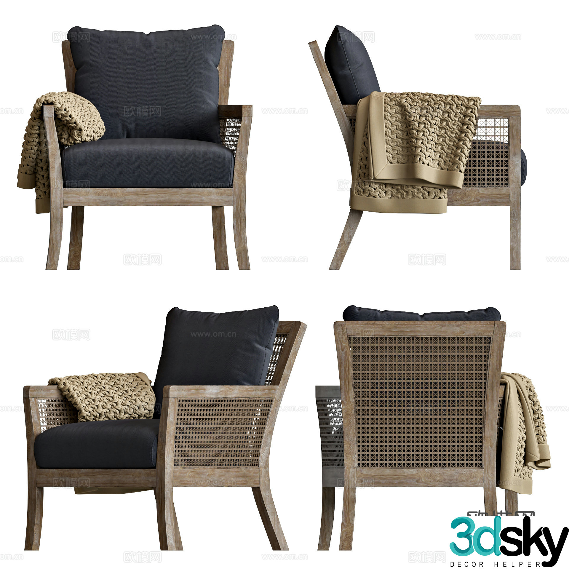 Wasabi style leisure chair Wasabi style leisure chair B&B single chair B&B leisure chair Garden leisure chair 3D model