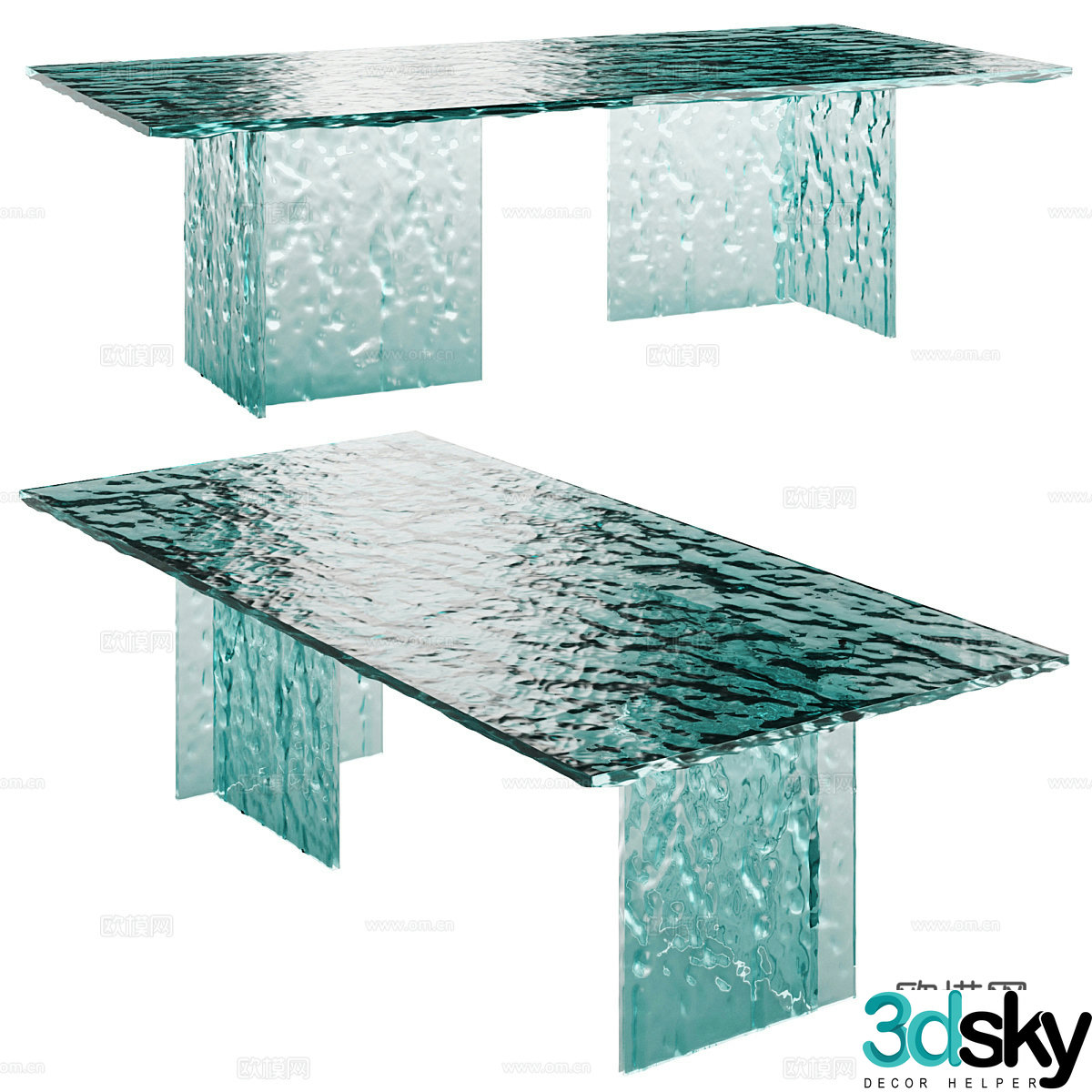 Modern Italian minimalist glass dining table 3D model