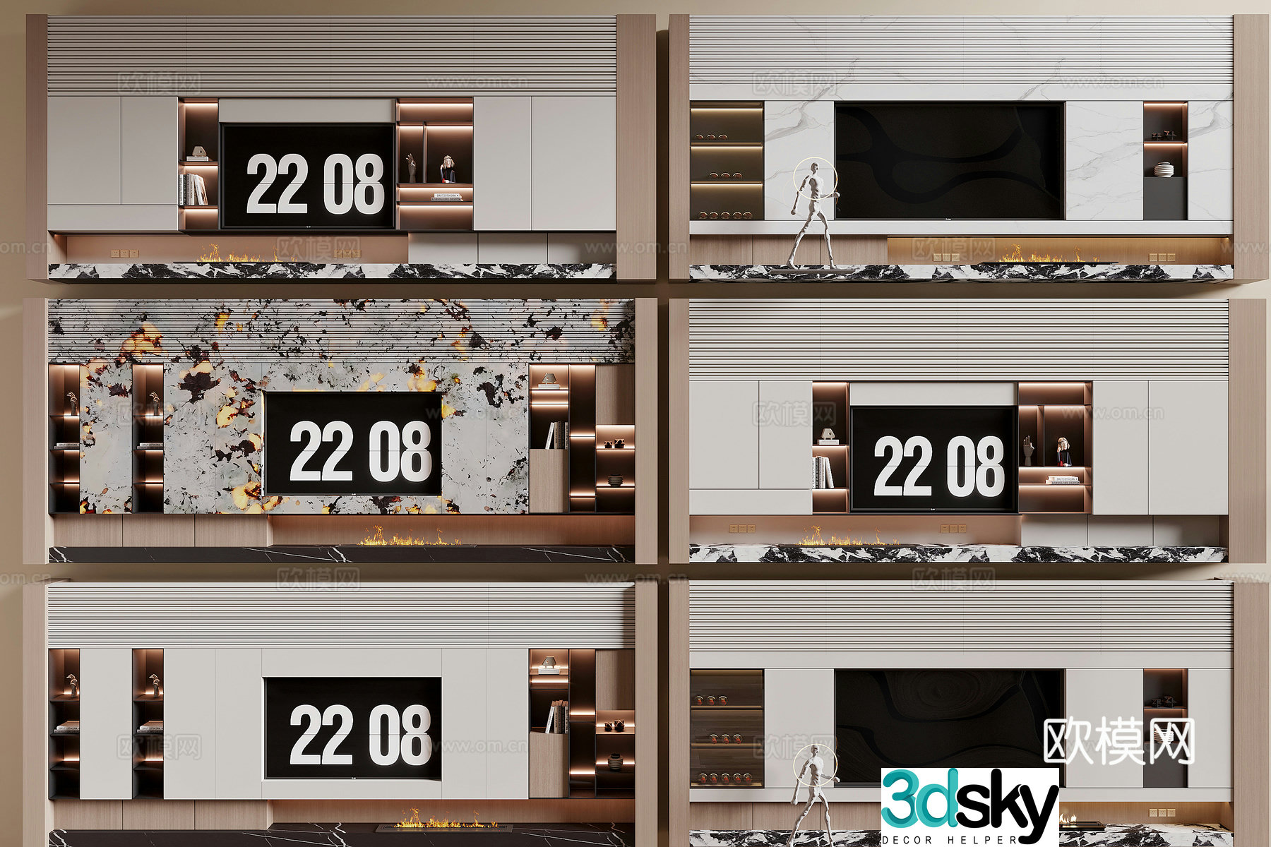 Modern TV background wall 3d model
