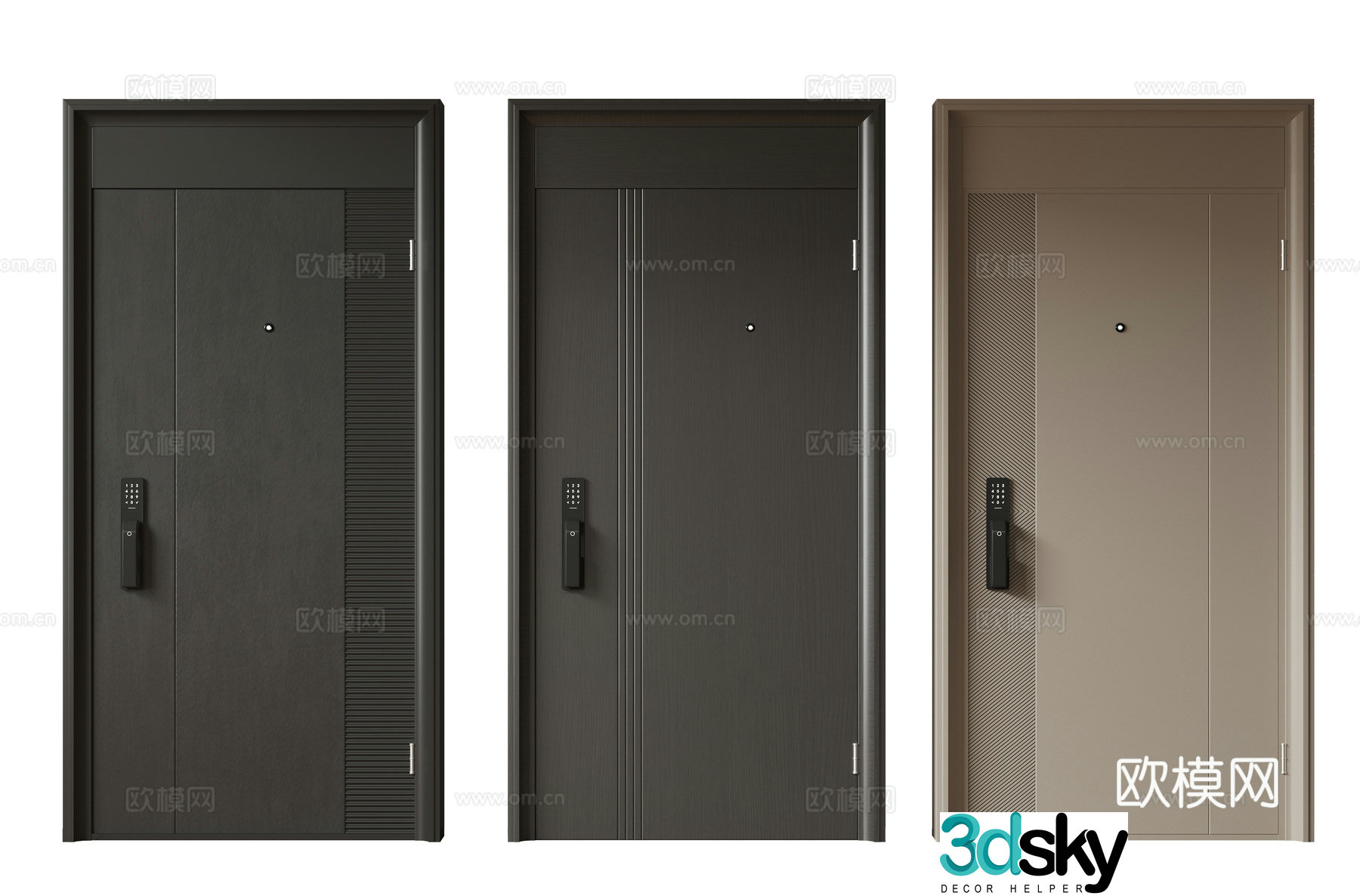 Modern minimalist entrance door medieval security door single opening door mother and child door main door password door 3D model