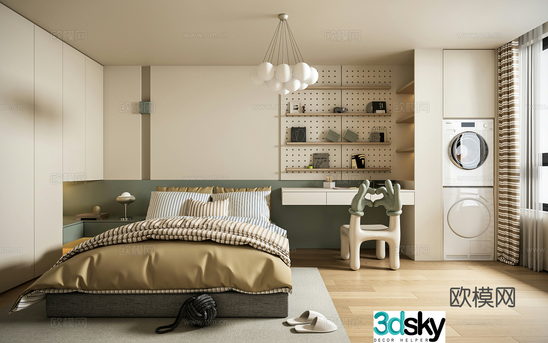Modern minimalist children’s room boy’s room entertainment room 3d model
